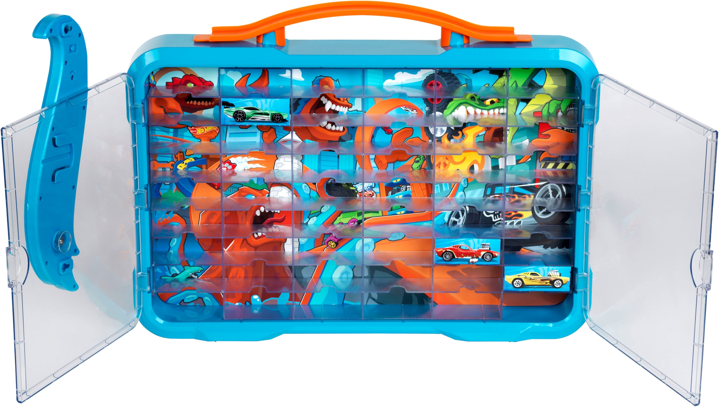 Klein Valise de collecte »Sammelvitrine für 54 Autos« mit leuchtendem Hot Wheels Logo