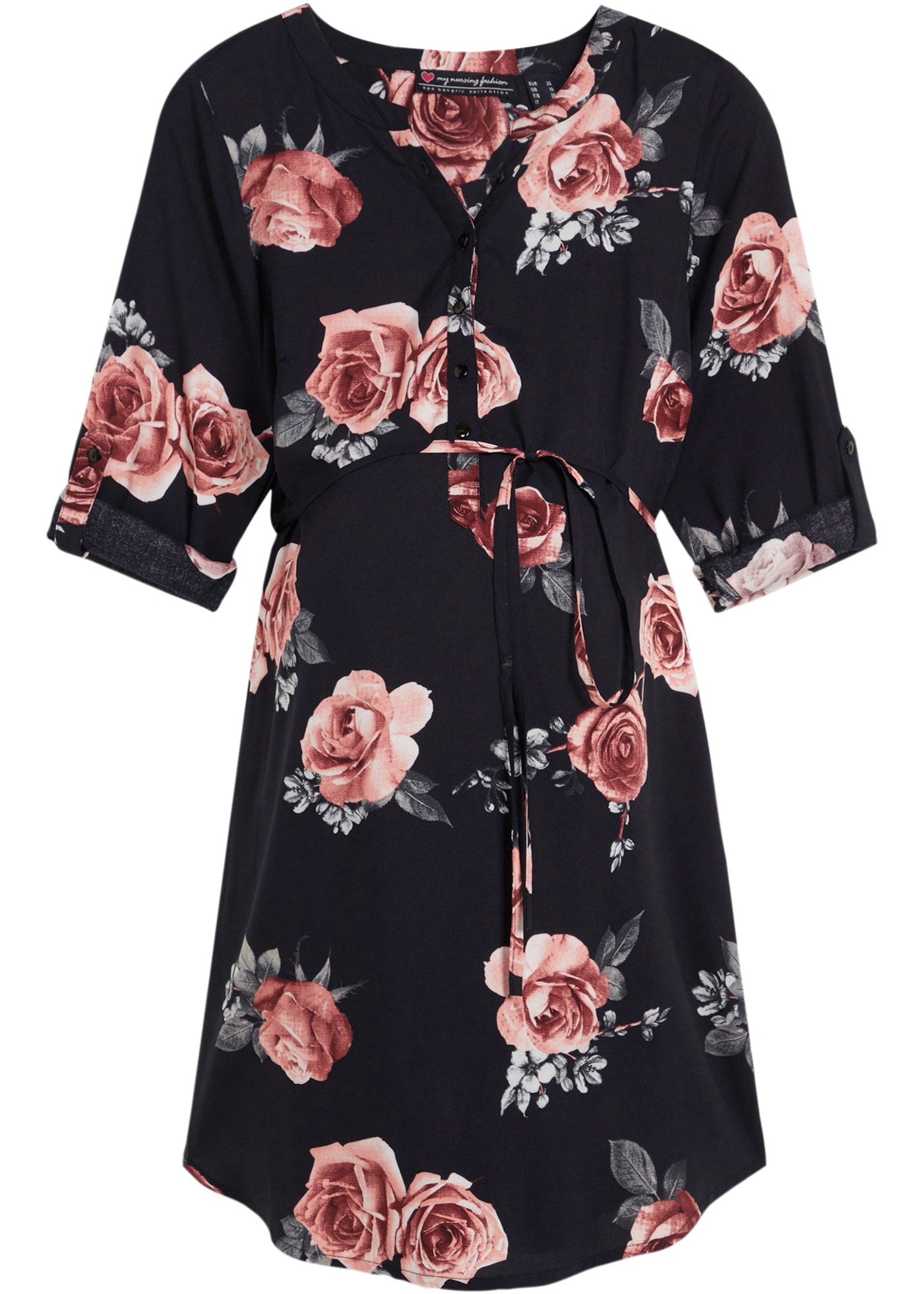 bonprix Robe de maternité »Umstands- und Stillblusenkleid aus fliessender Viskose« Umstands- und Stillblusenkleid aus fliessender Viskose