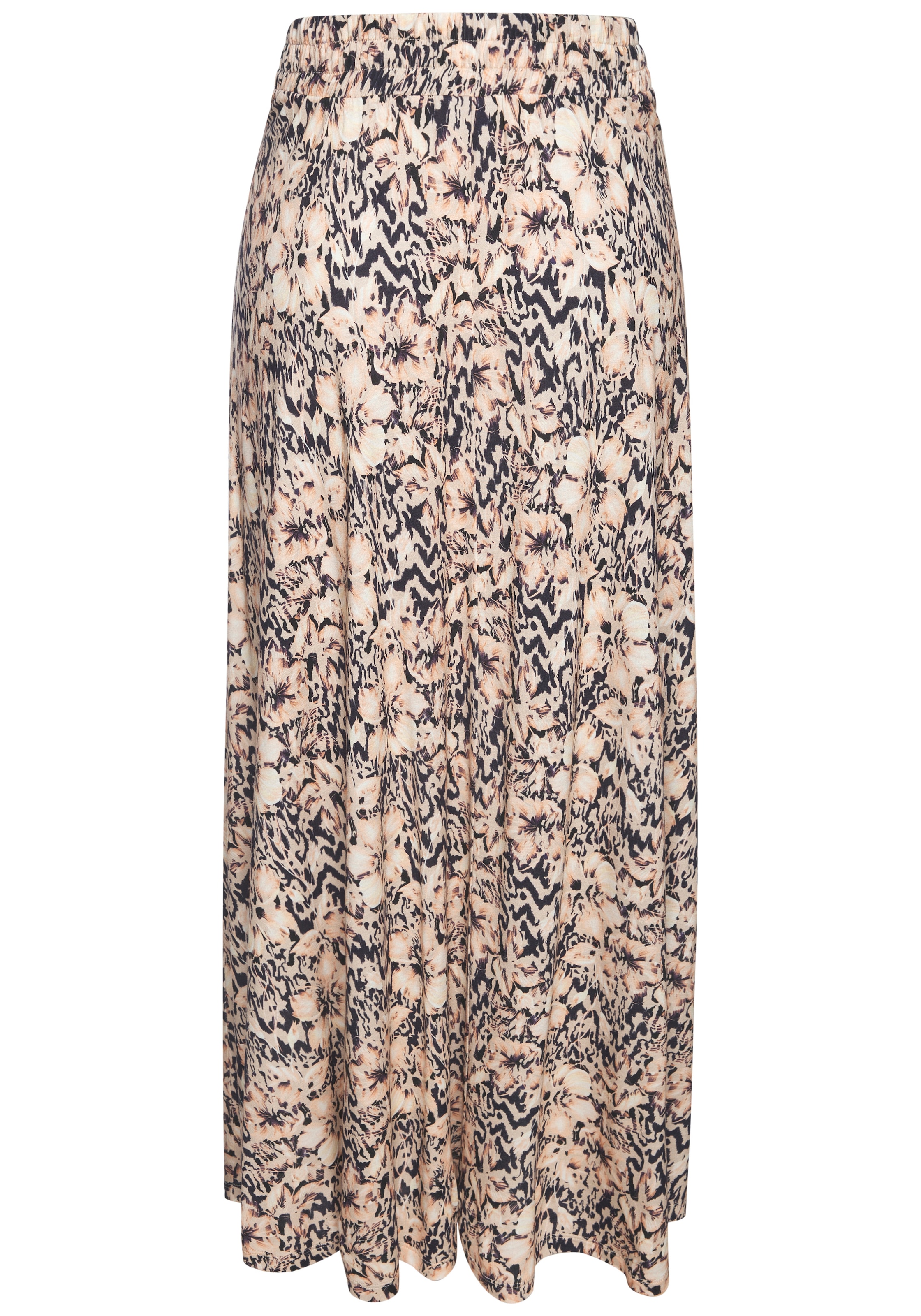 Buffalo Maxi jupe aus Viskosejersey, langer Sommerrock mit Alloverdruck und Schlitz