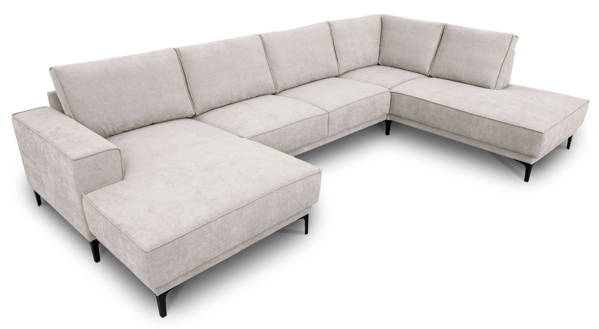 GOODproduct Paysage de salon »OLAND Struktur fein U-Form, XXL, B: 345 cm, Skandi-Design« Forme en U, 345 cm, suspension à ressorts ondulés, design scandinave, pieds en métal
