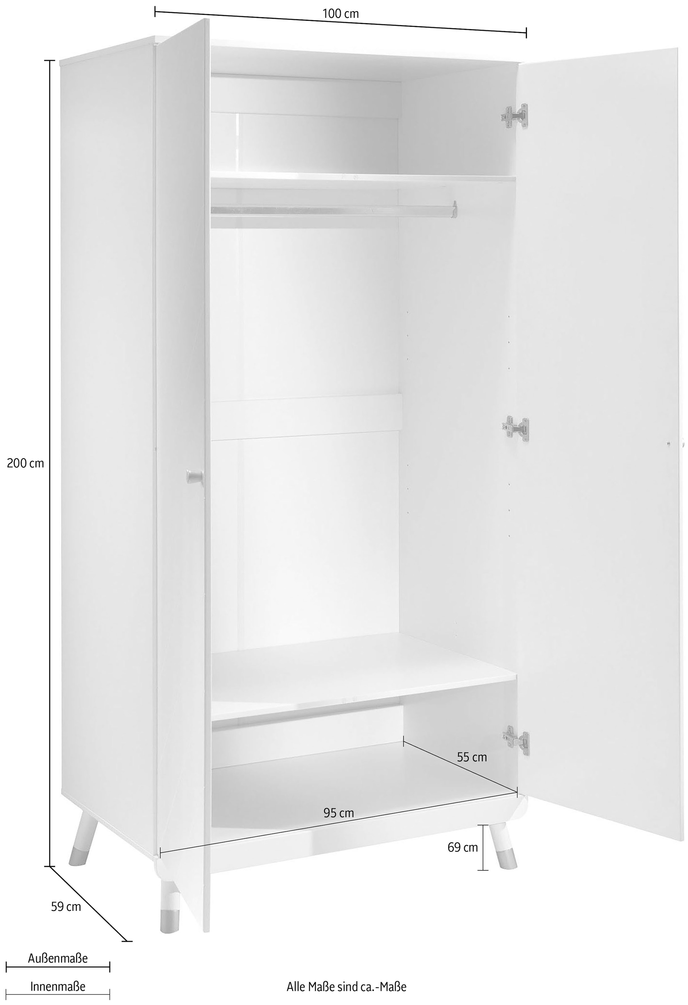 Vipack Kleiderschrank »Billy« Made in Europe,  MDF-Oberfläche