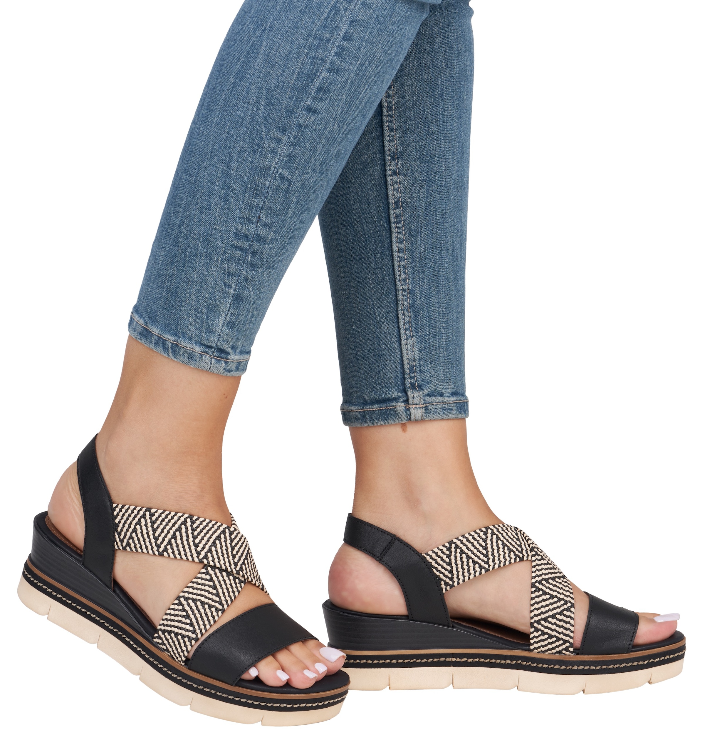 Remonte Keilsandalette  , Riemchensandale, Sommerschuh, Bequemschuh mit Muster