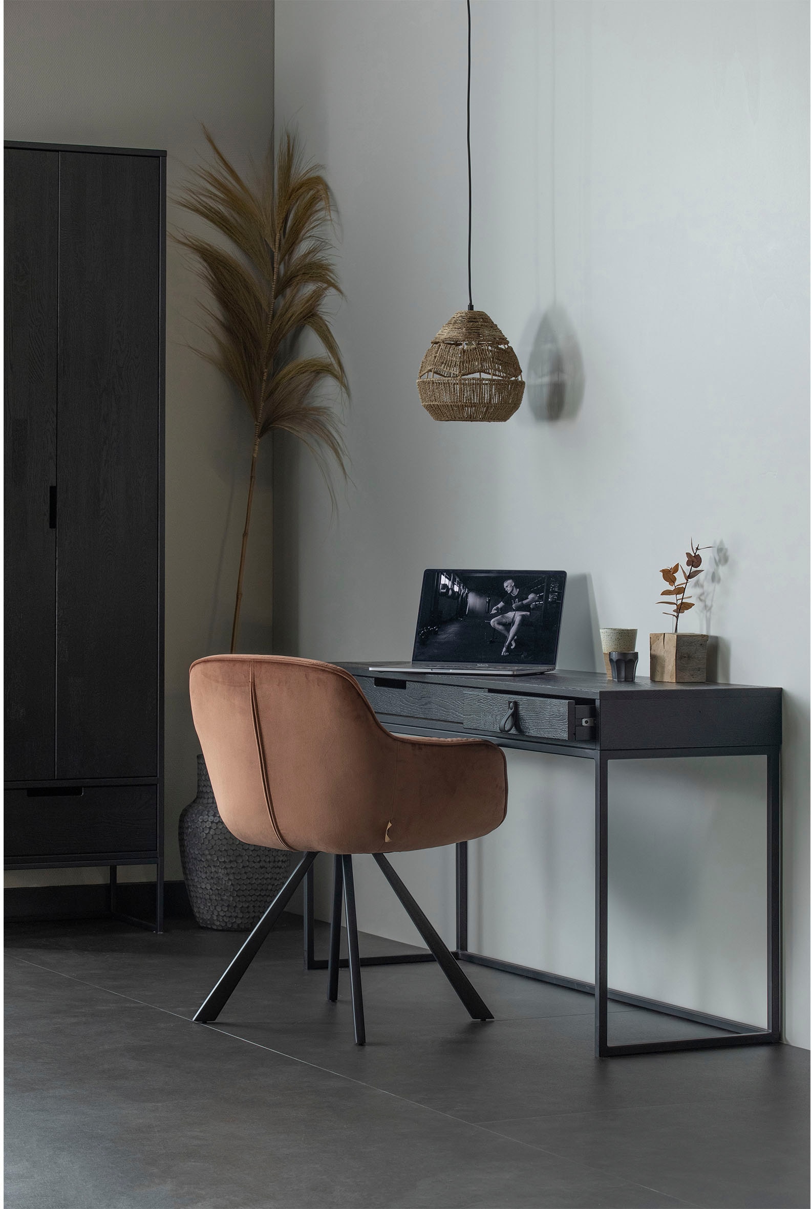 WOOOD Armoire multi-usages »Silas FSC®-Eschenholz massiv mit Metallgestell H 210 x B 60 x T 36 cm« Surface laquée de protection, capacité de charge 15 kg par étagère, facile d'entretien
