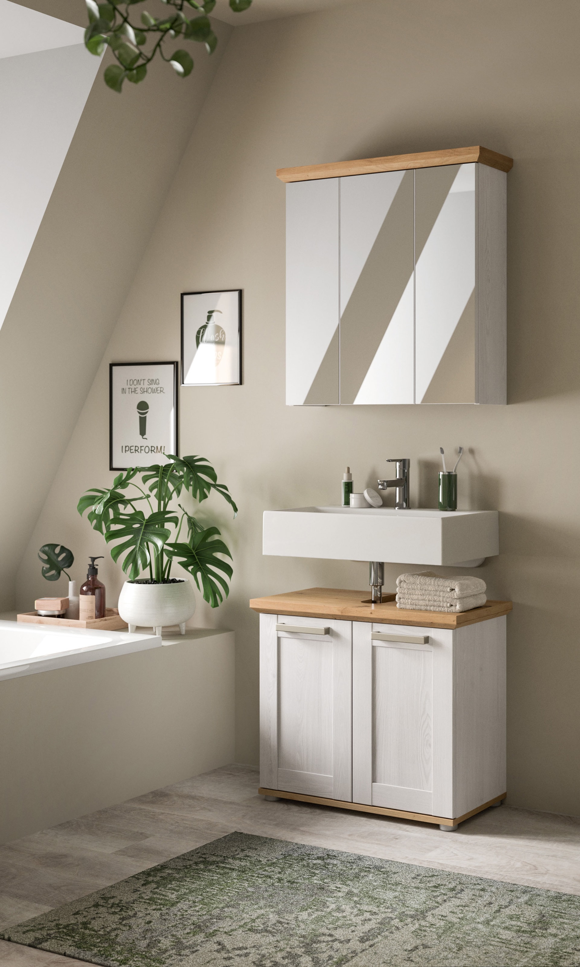 welltime Ensemble de meubles de salle de bain »COSENZA« best. aus: 1 Spiegelschrank, 1 Waschbeckenunterschrank, 2 cuis tlg.