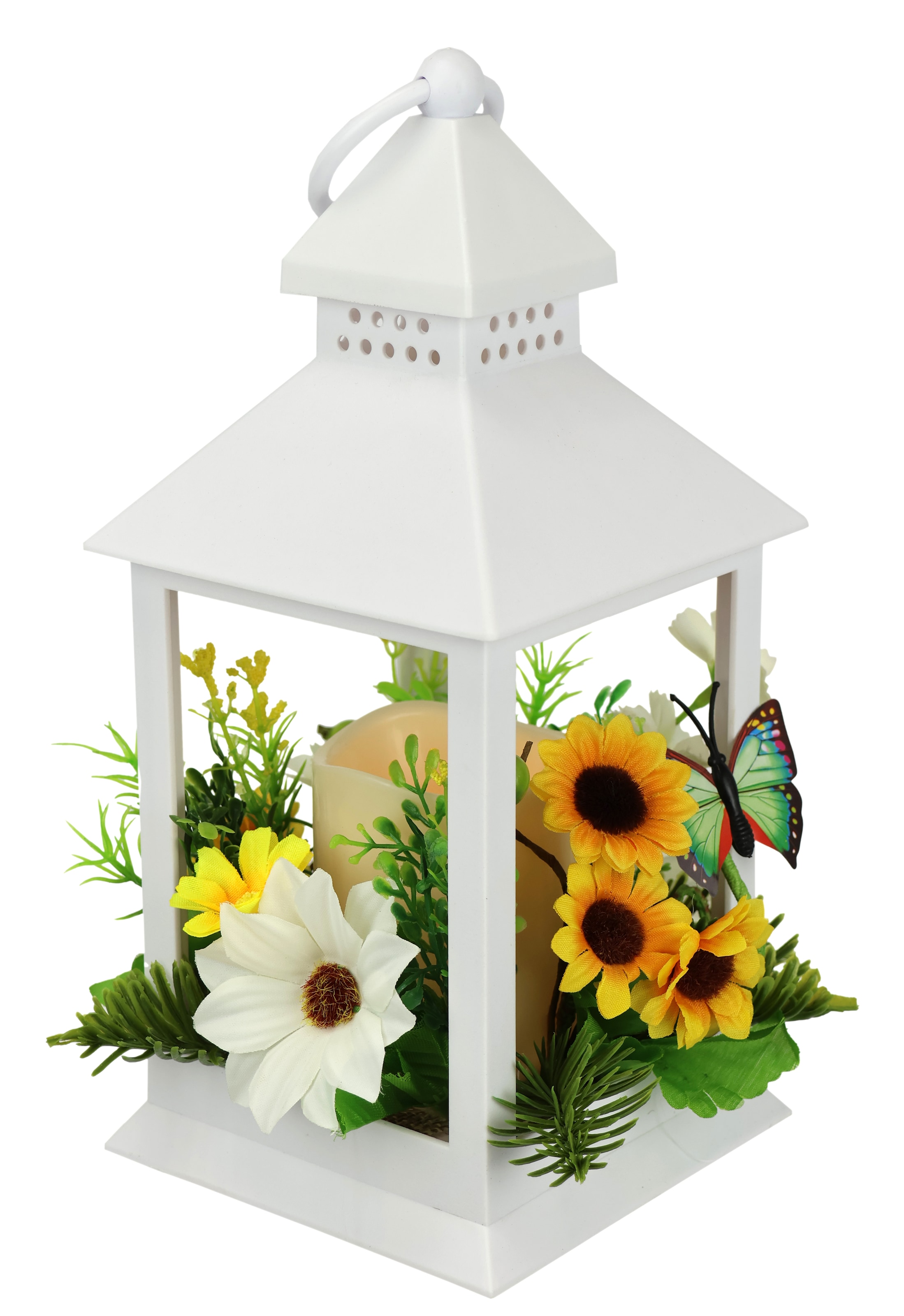 I.GE.A. Windlicht »Laterne mit Sonnenblume Schmetterling Kerze« Kerzenleuchter Kerzenhalter Kerzenlaterne Windlicht Deko