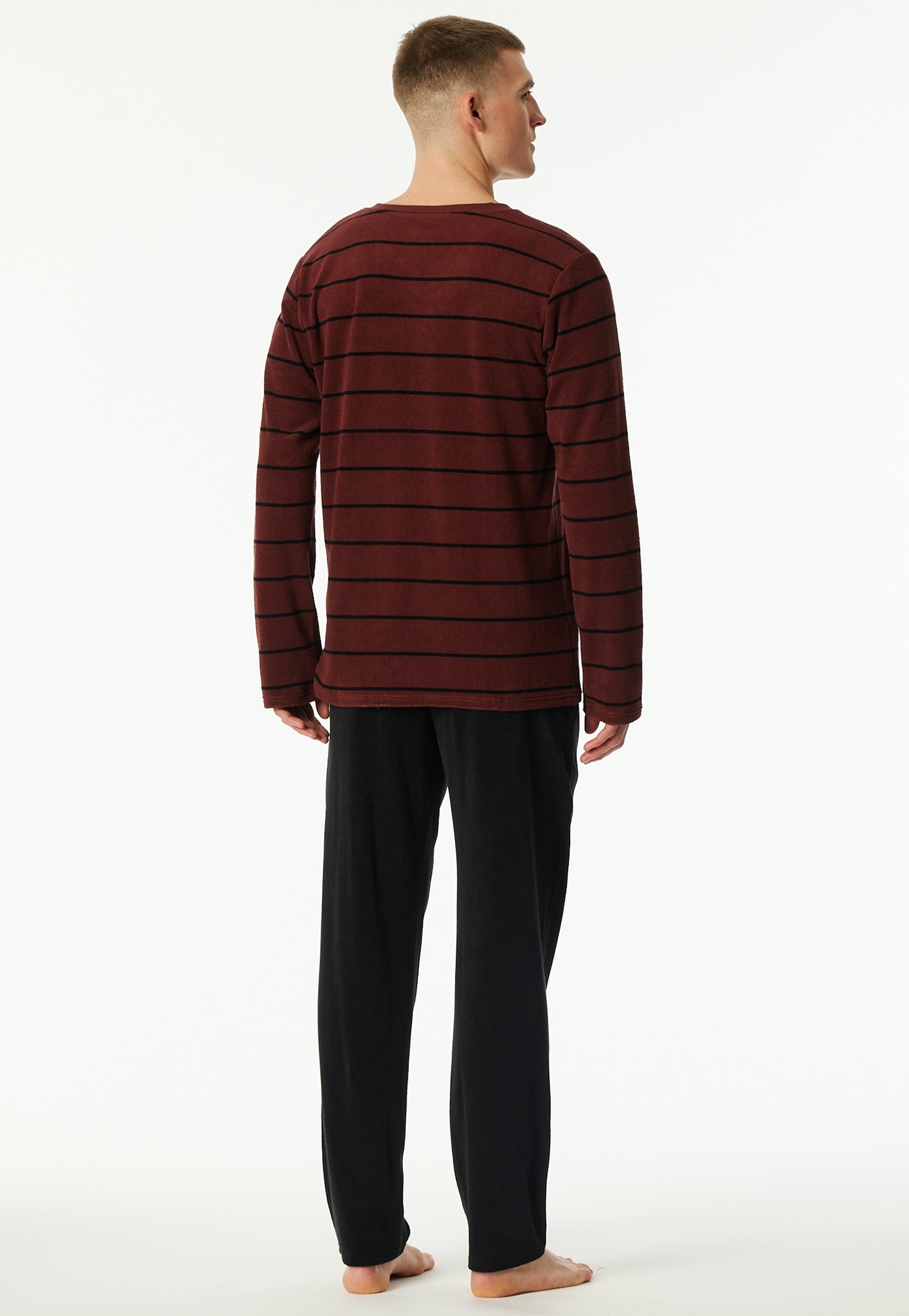 Schiesser Pyjama »Casual Nightwear« 2 pièces seitliche Taschen, wärmend, Frottee, V-Ausschnitt, Langarm