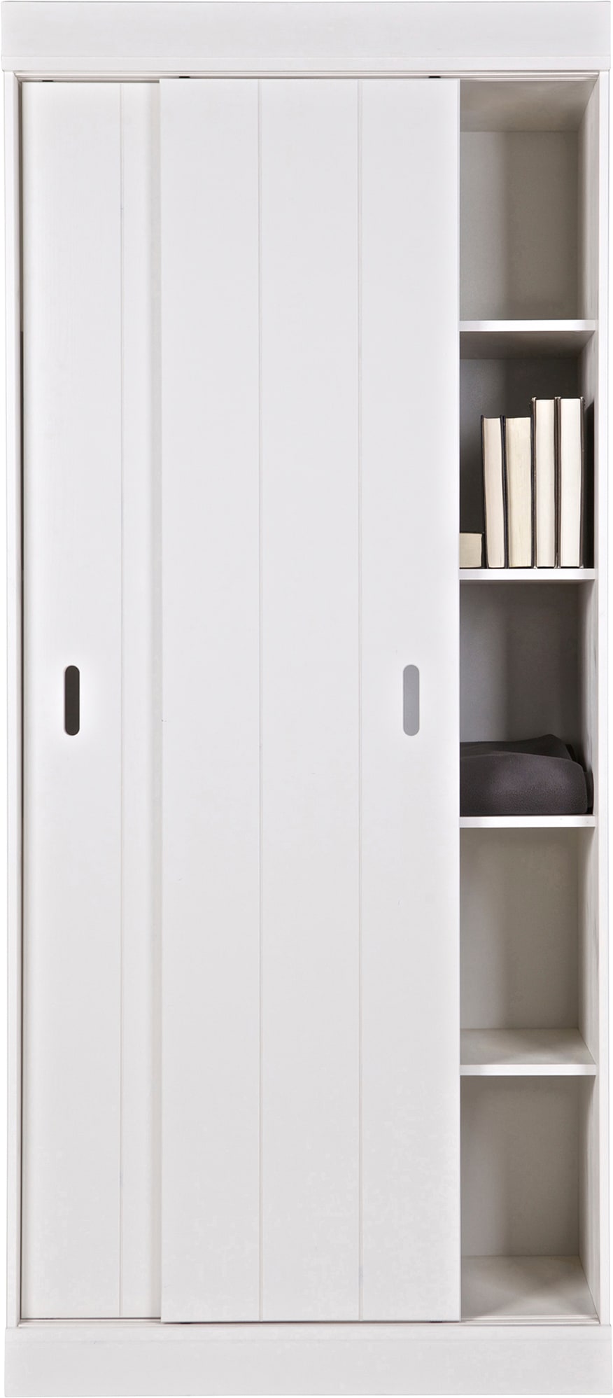 WOOOD Garderobenschrank »Row FSC®-Kiefernholz gebürstet mit Schiebetüren H 195 x B 85 x T 44 cm« Tragkraft 15 kg pro Boden, nebeneinander kombinierbar, pfleigleicht