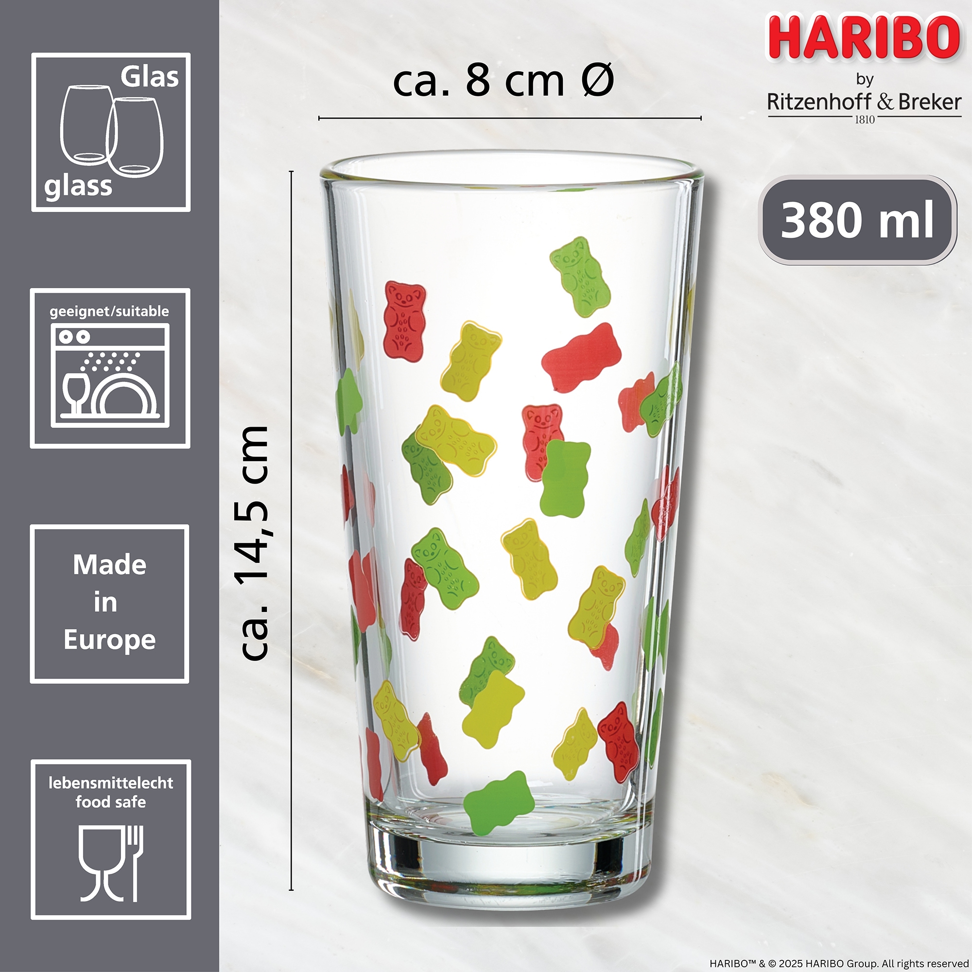 Ritzenhoff & Breker Set de verres »HARIBO Allover, 380 ml« spülmaschinengeeignet