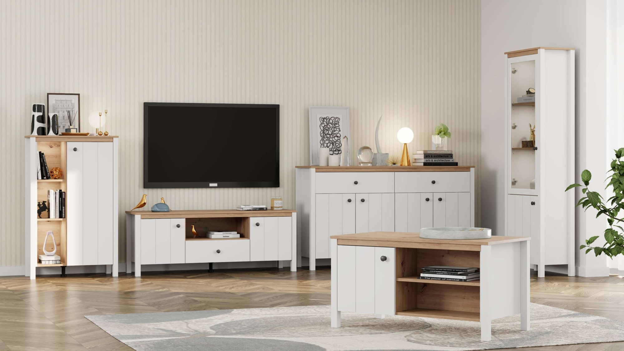 Home affaire Table basse »BEDFORD, TV-Board, TV-Kommode, TV-Schrank, TV-Unterschrank, TV-Möbel« Profil MDF 2D recouvert, marquage à chaud