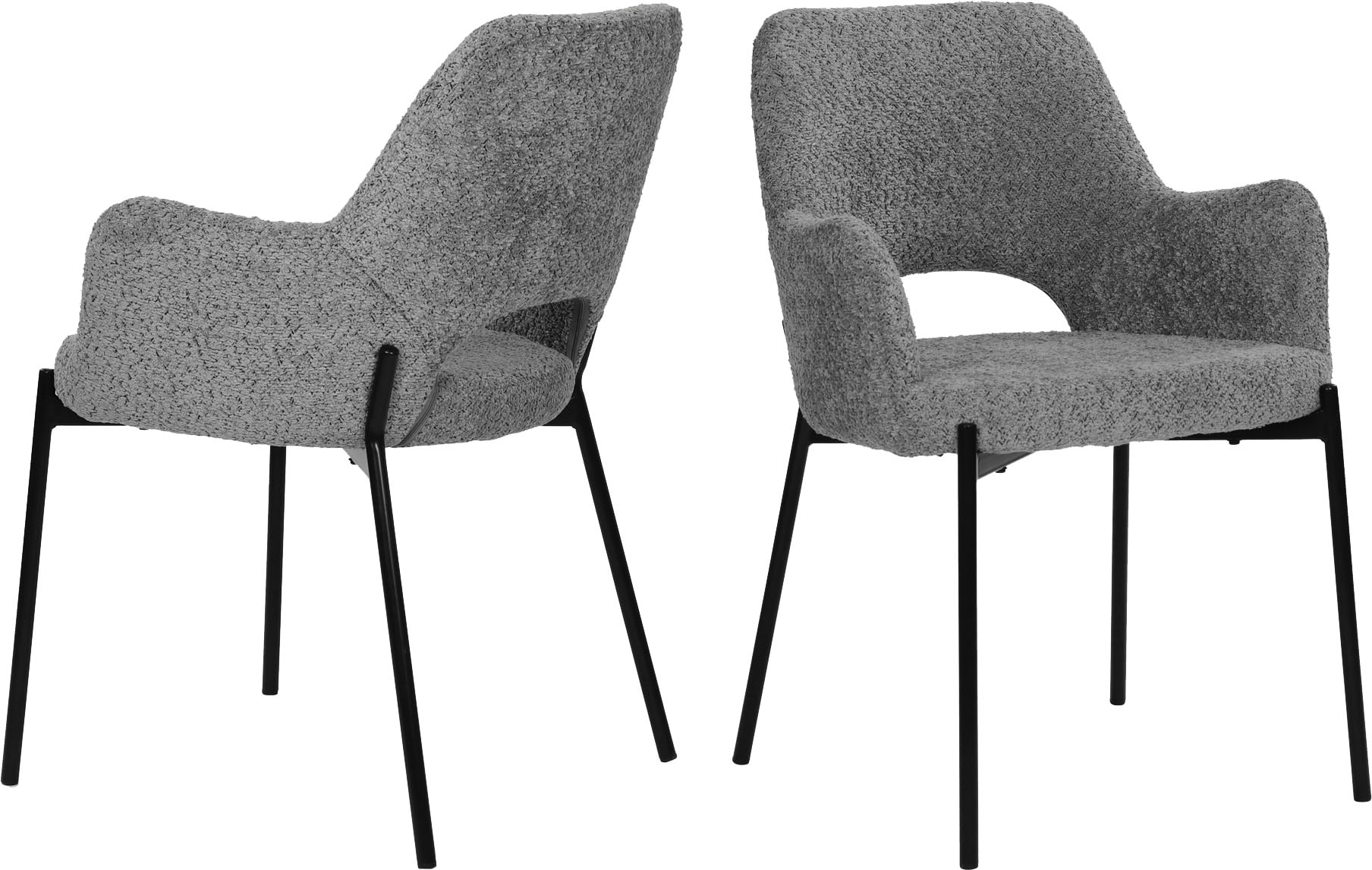 SIT Chaise avec accoudoirs »Kiew 2er-Set Bouclé Esszimmerstühle mit Rücken Cut-Out« (Ensemble) 2 cuisrevêtement bouclé certifié Öko-Tex & design moderne avec découpe au dos