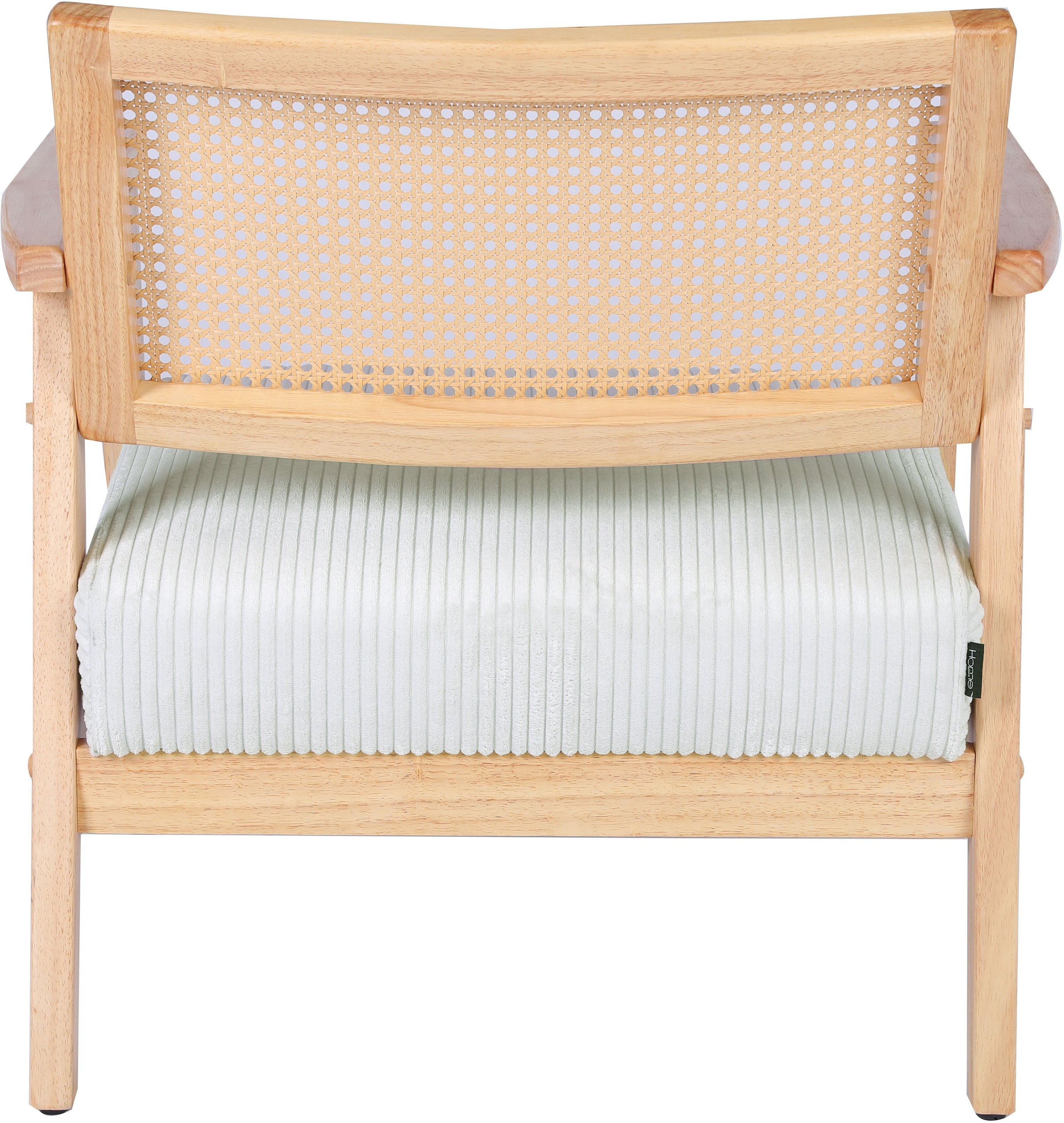 Home affaire Fauteuil lounge »VILLAINE« fauteuil individuel, fauteuil en rotin avec tressage viennois, velours côtelé, tissu tissé
