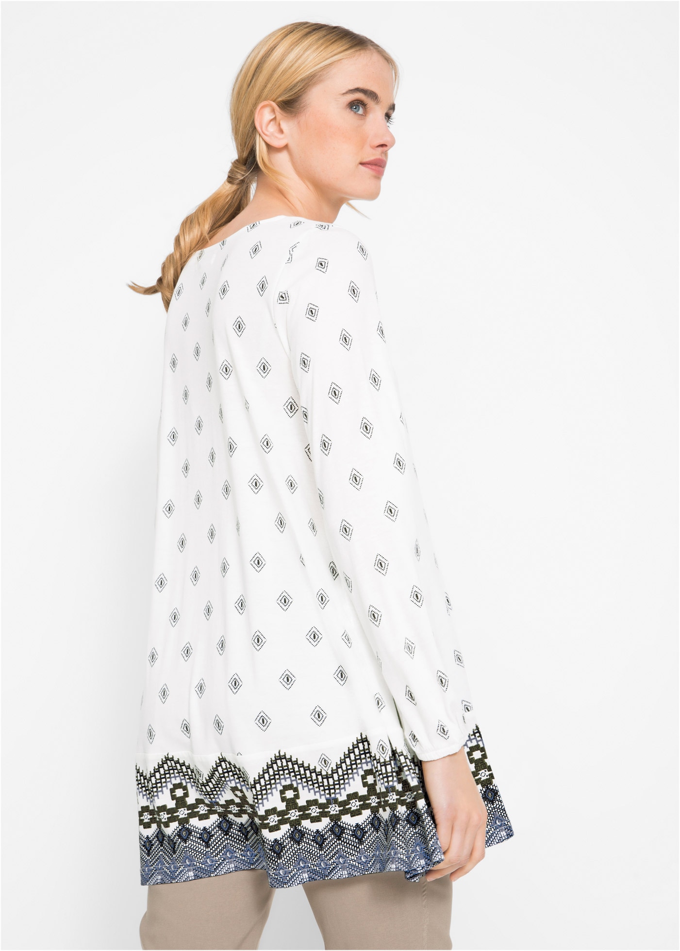 bonprix T-shirt tunique »Shirt-Tunika aus Baumwoll-Viskose-Mix« A-Linie Passform, extra weite Schnittführung, Casual Stil