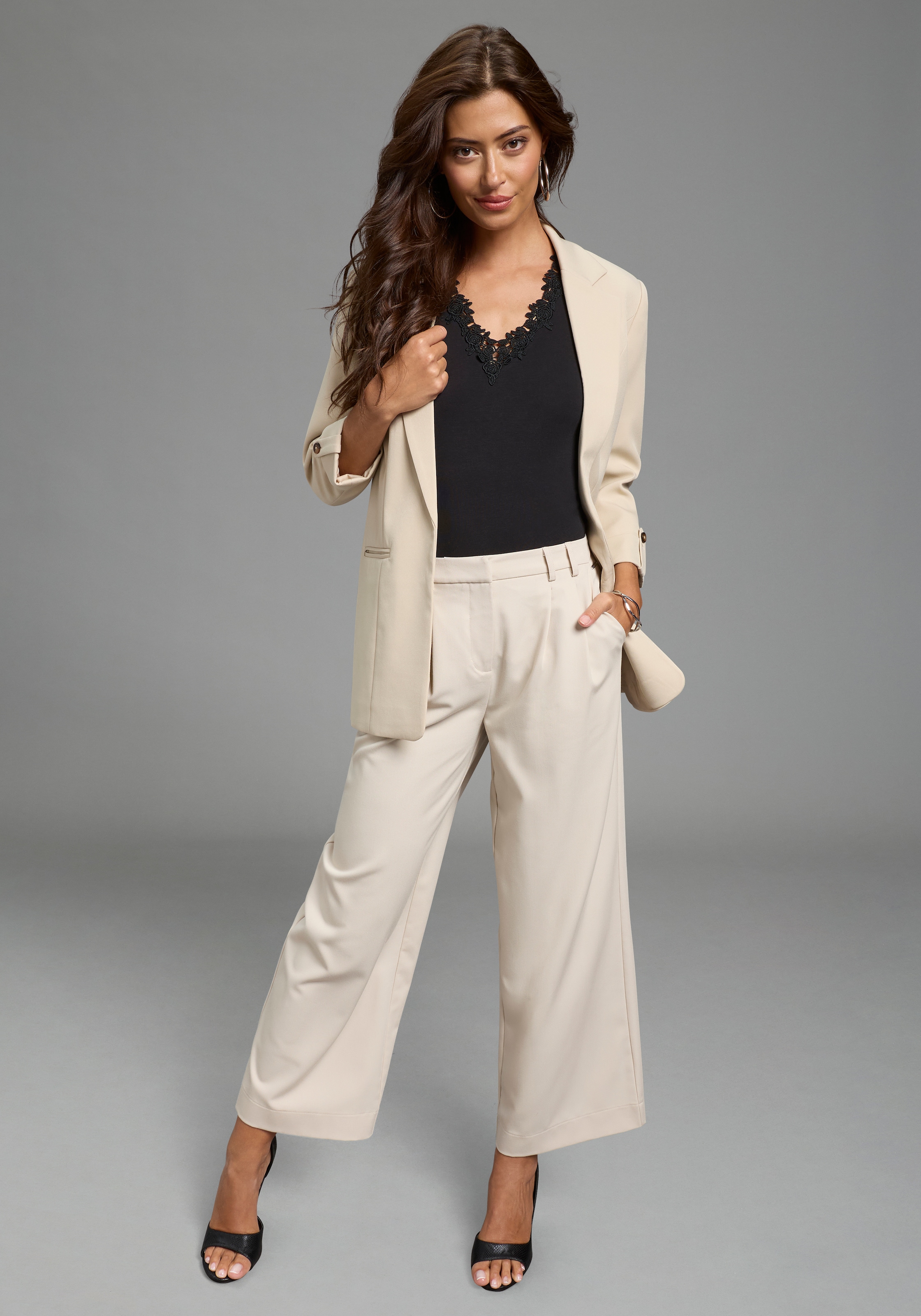 Laura Scott Body mit Spitze, kurzarm, aus Baumwolle und Elasthan