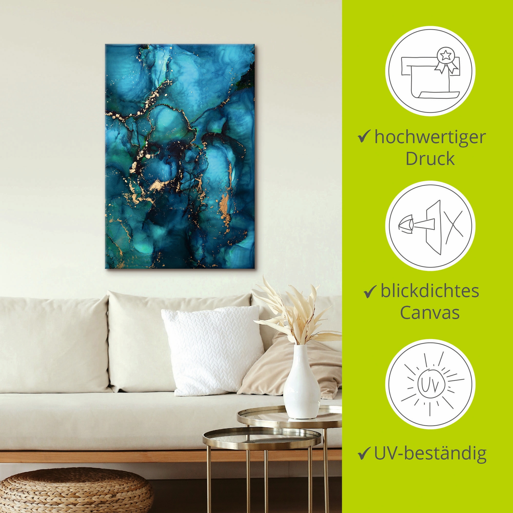 Artland Tableau sur toile »Lagune« 1 cuis tlg. auf Holzrahmen gespannt