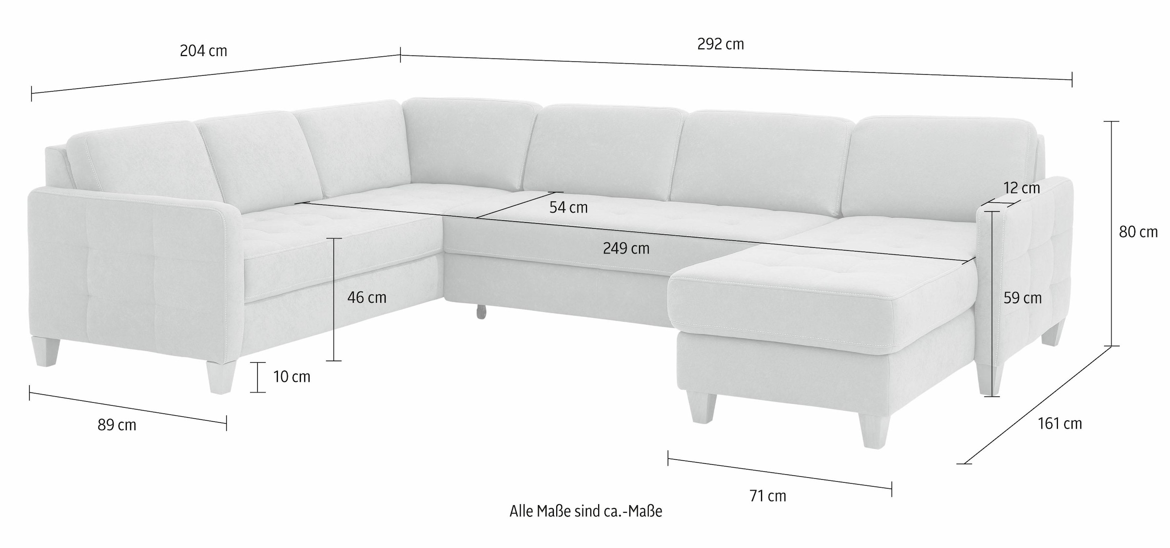 Home affaire Paysage de salon »Earl U-Form« wahlweise auch mit Bettfunktion oder Bettfunktion mit Bettkasten