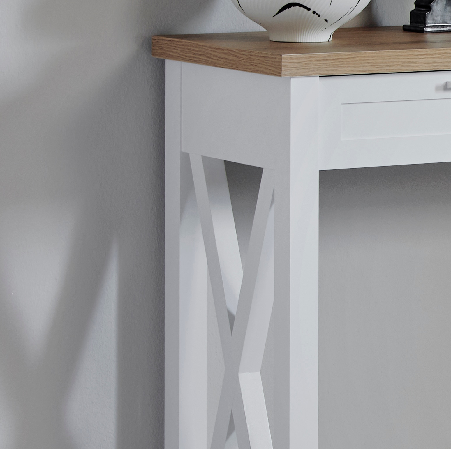 Jahnke Konsolentisch »Chalet« 1 Stk. tlg. Konsolentisch mit 2 Schubladen und Ablage, Landhausstil, X-Design
