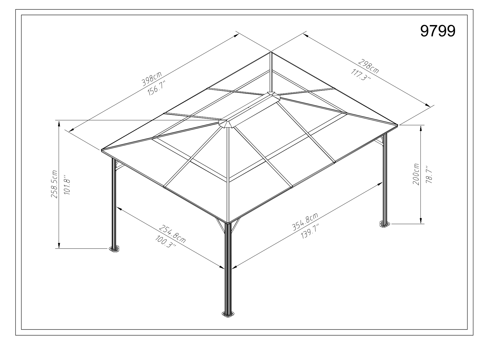 KONIFERA Pavillon »Aruba« BxT: 3x4m für 6-8 Personen, robustes Aluminiumgestell + PC Dach