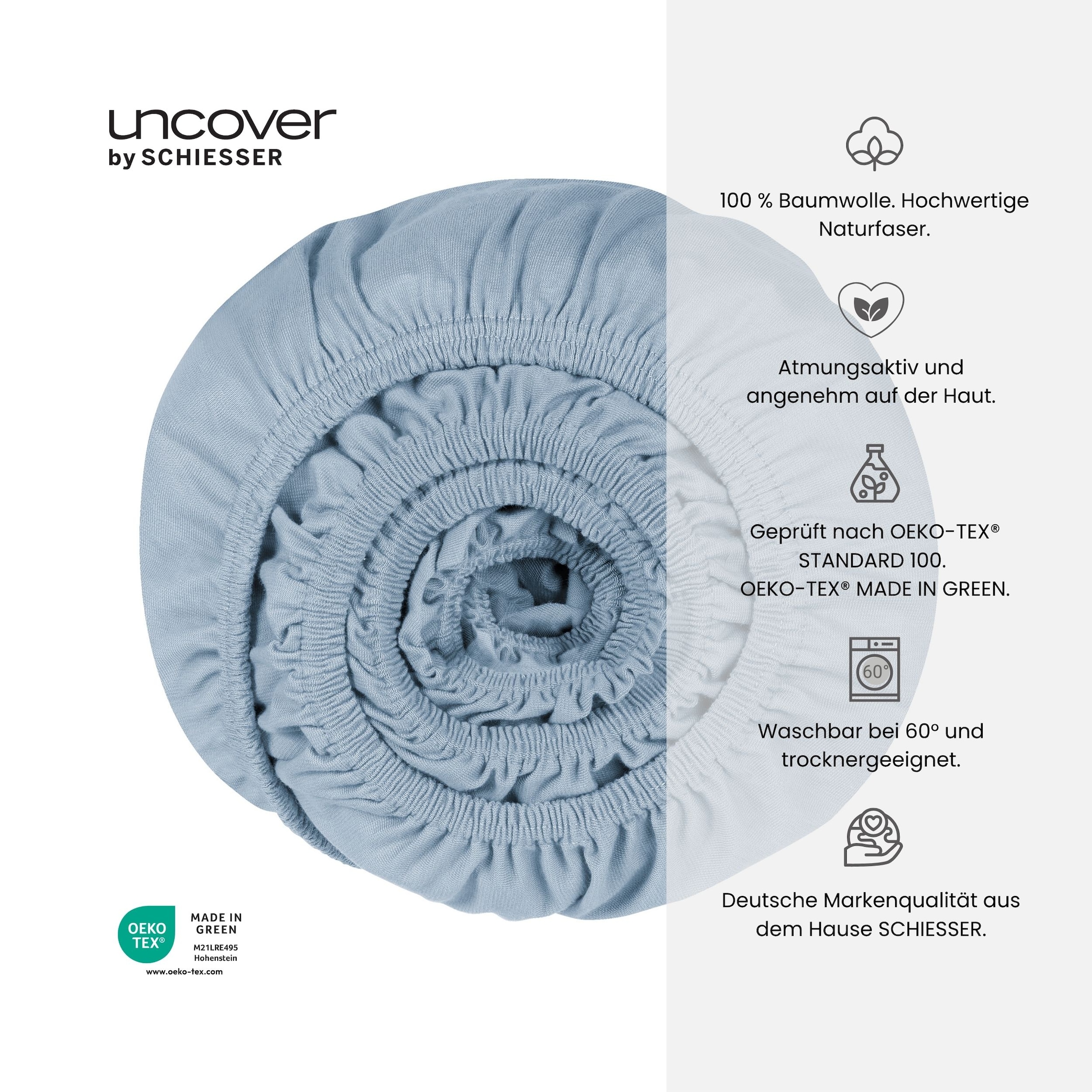 uncover by SCHIESSER Draps de lit »New Jersey aus 100% Baumwolle« Made in Green