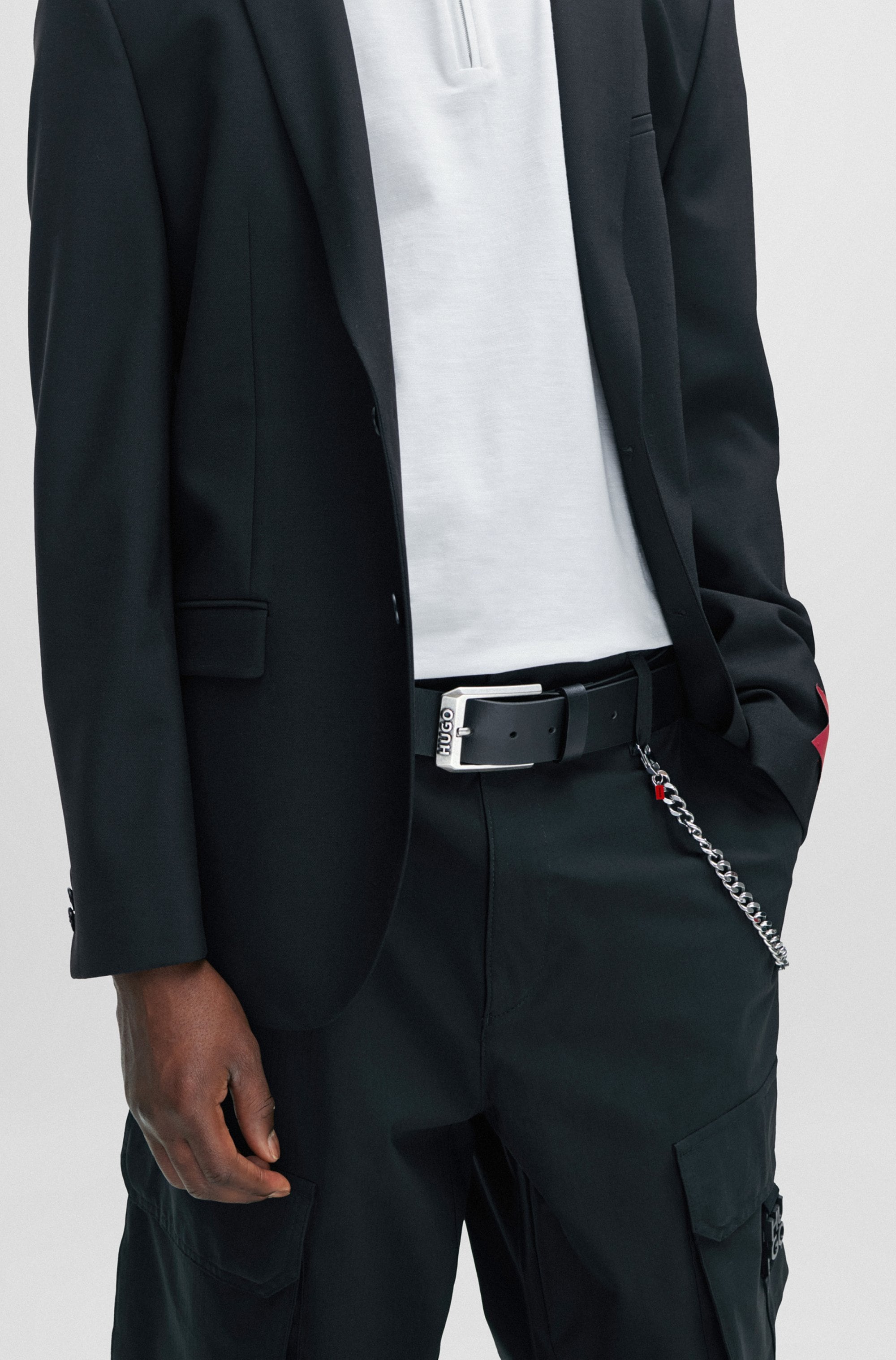 HUGO Ceinture en cuir »Gelio Sz40« mit Markenlabel von HUGO