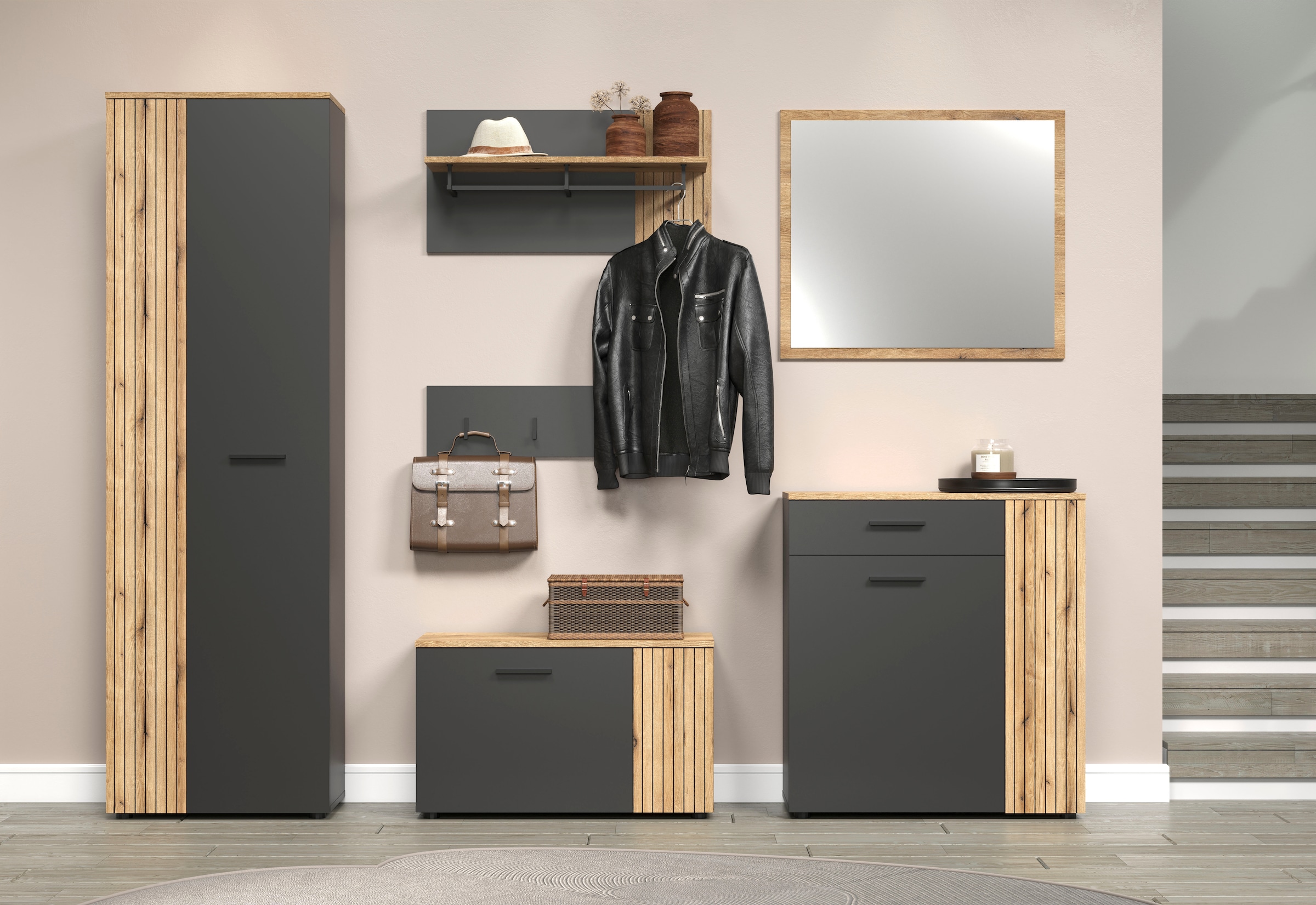 Home affaire Barre de penderie »Estepona« Wandpaneel mit 4 Kleiderhaken – (B/T/H) 80/2/20 cm