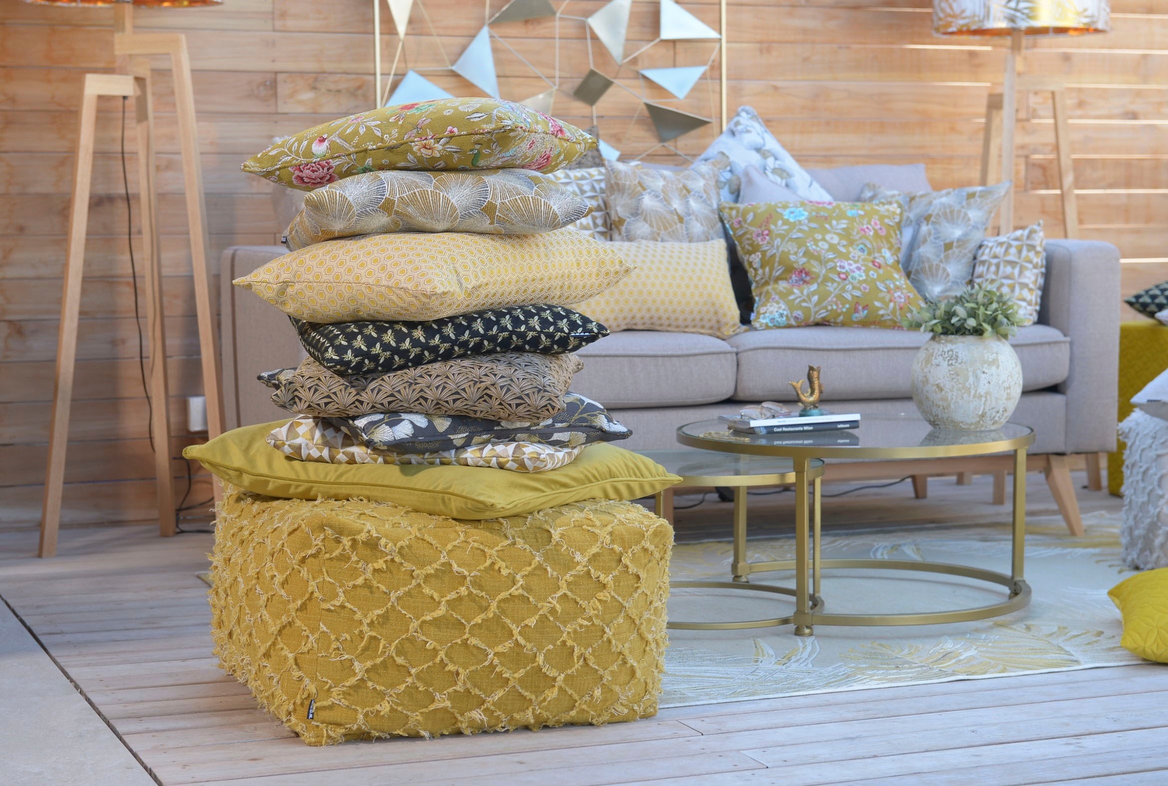 H.O.C.K. Dekokissen »Caja« mit Pflanzenblättern, Kissenhülle mit Füllung, 1 Stück