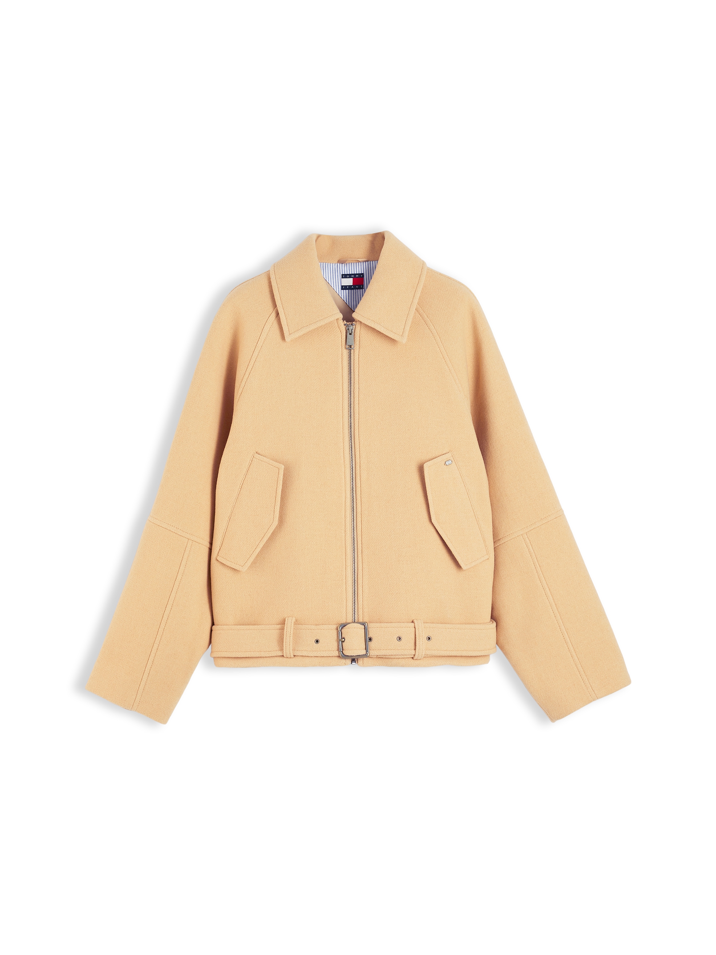 Tommy Jeans Veste courte »TJW ZIP THRU WOOL JACKET« mélange de matériaux, avec laine