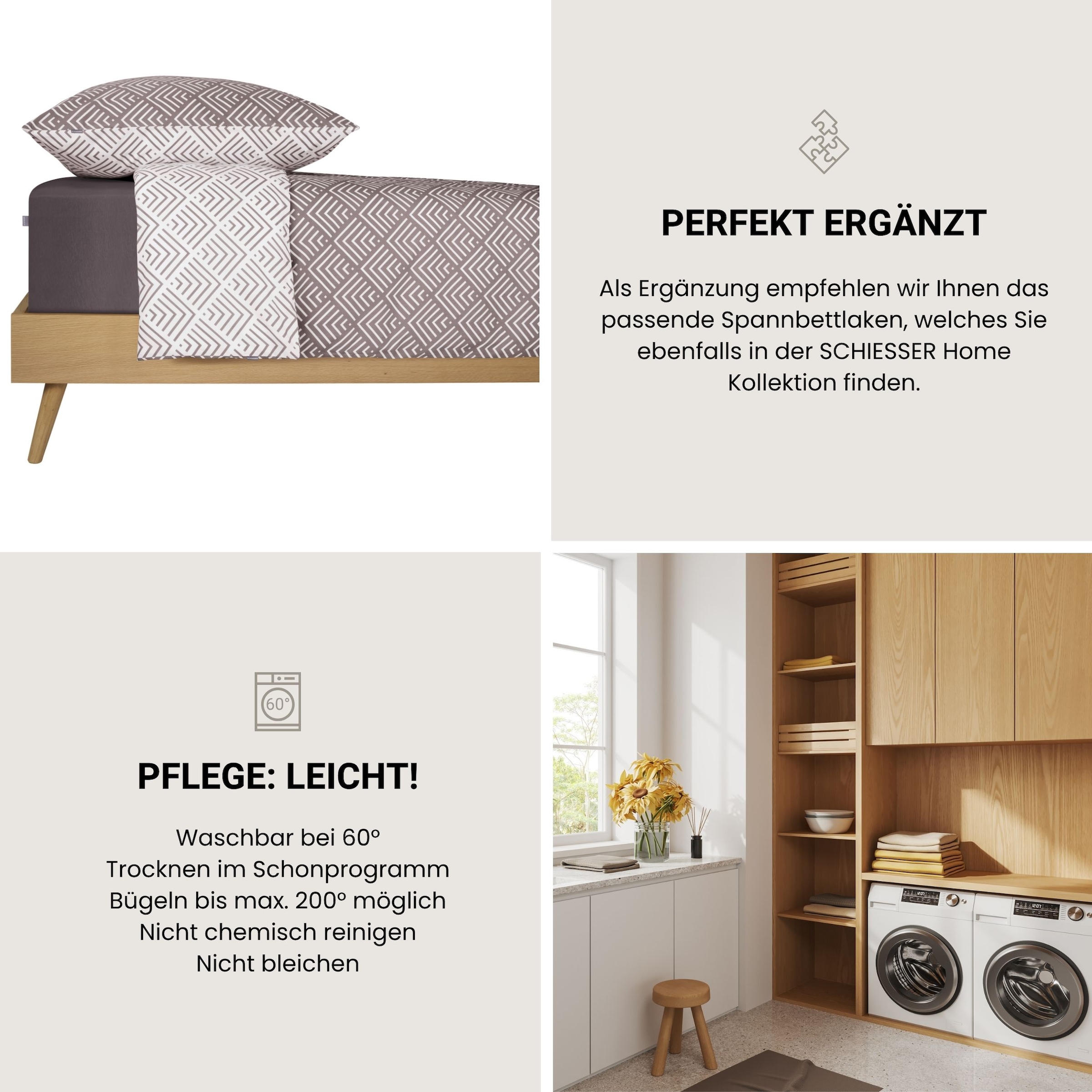 Schiesser Linge de lit »Mabel aus weicher Baumwolle mit abstraktem Muster« 2 cuis MADE IN GREEN by OEKO-TEX®
