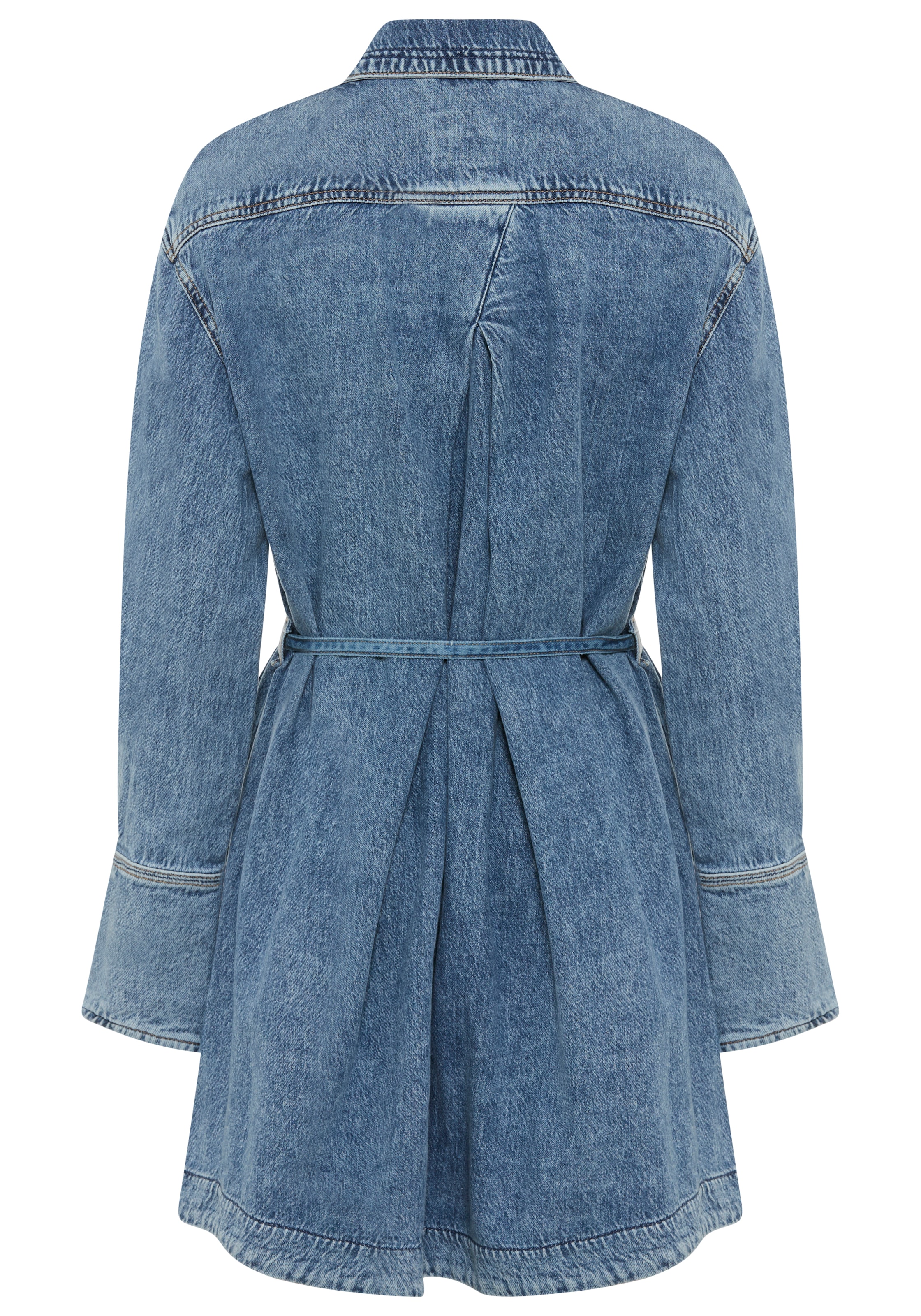 BOSS ORANGE Hemdblusenkleid »Shirtdress Premium Damenmode« Eingrifftaschen tailliert, Denim-Look