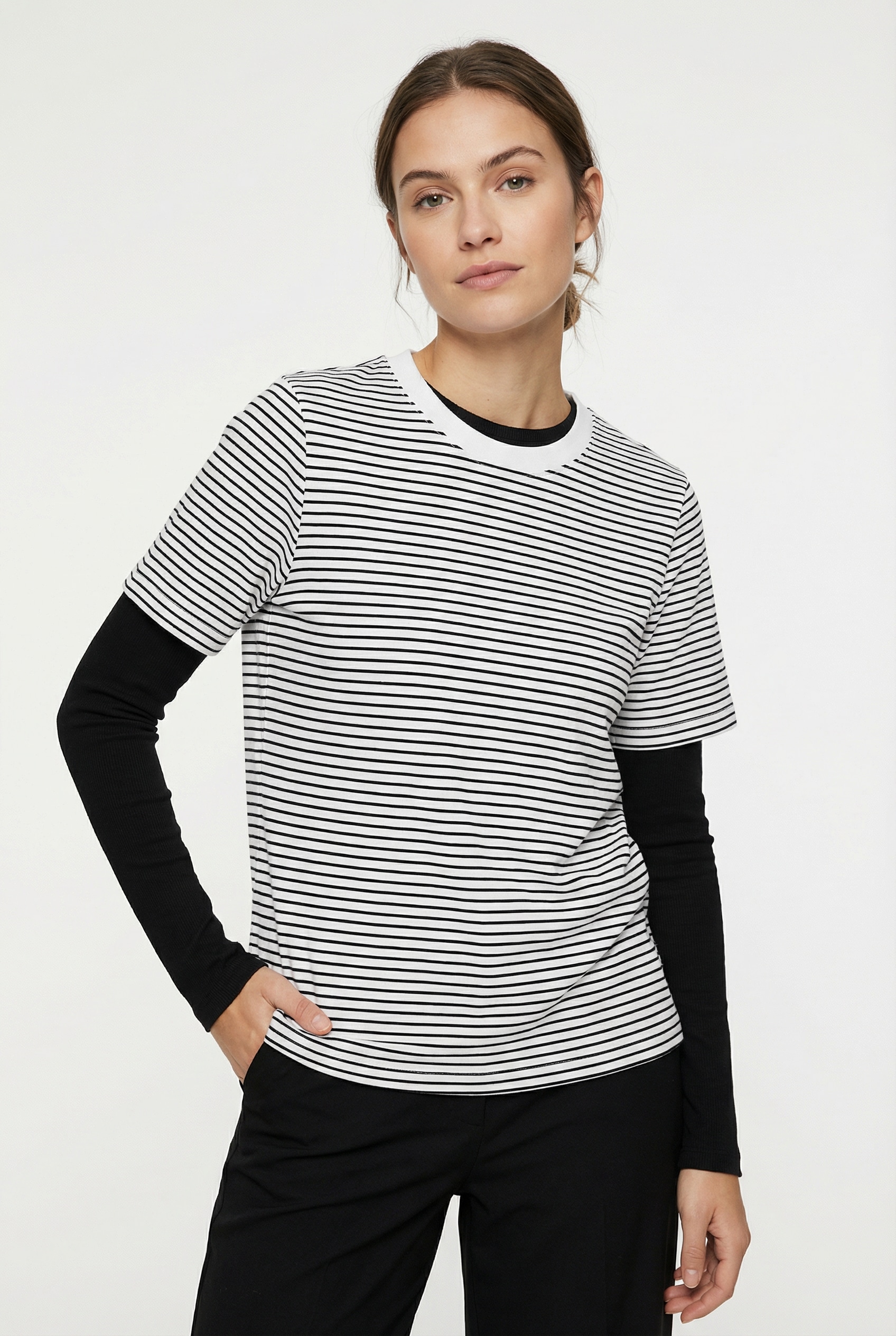 pieces Kurzarmshirt »PCRIA SS TEE STRIPES NOOS BC«