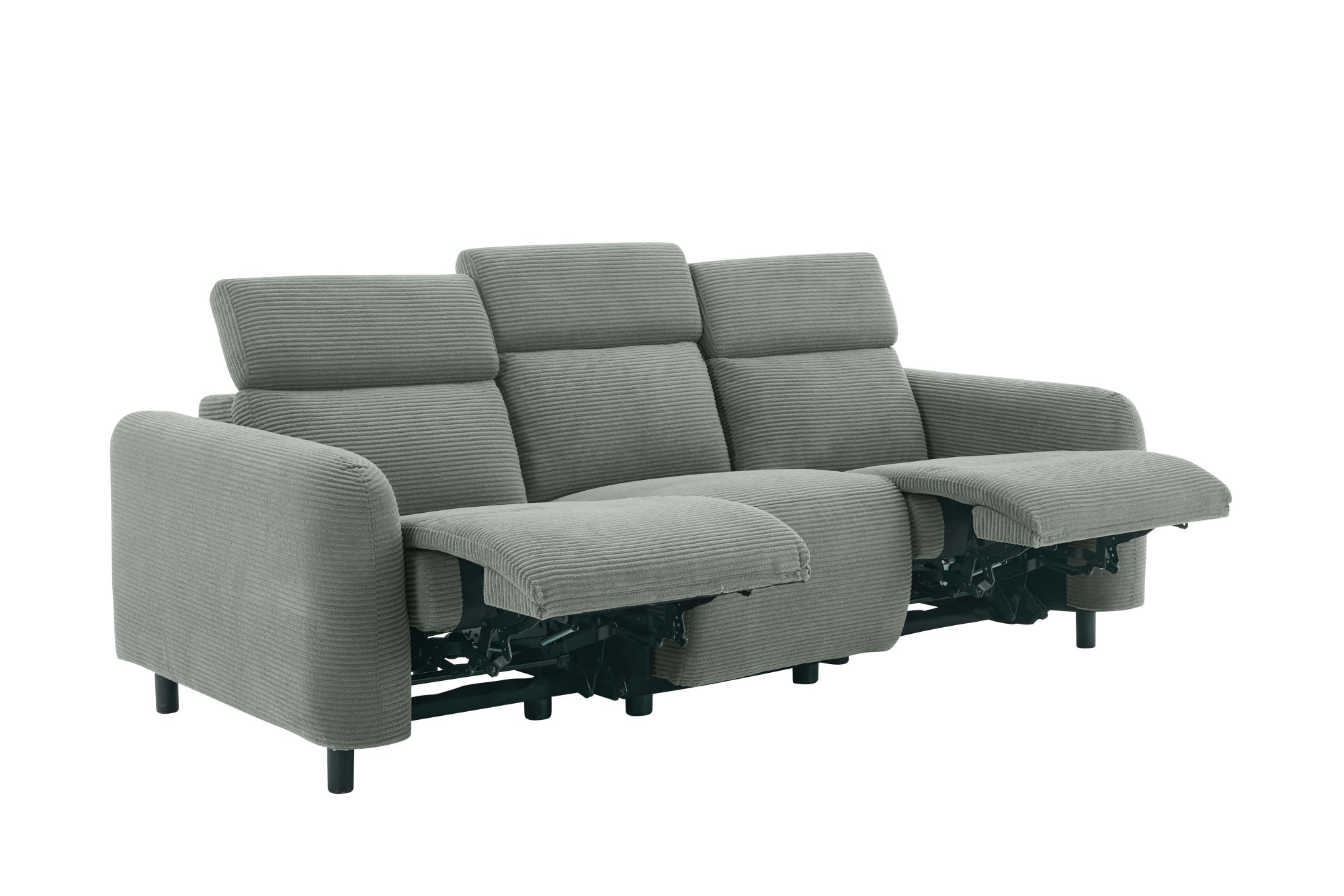 GOODproduct 3-places »SKAANE Cord-Sofa, 229 cm, manuelle u. elektrische Relaxfunktion« Relax-Funktion in 2 Sitzen, Kopfteilverstellung, Federkernpolsterung