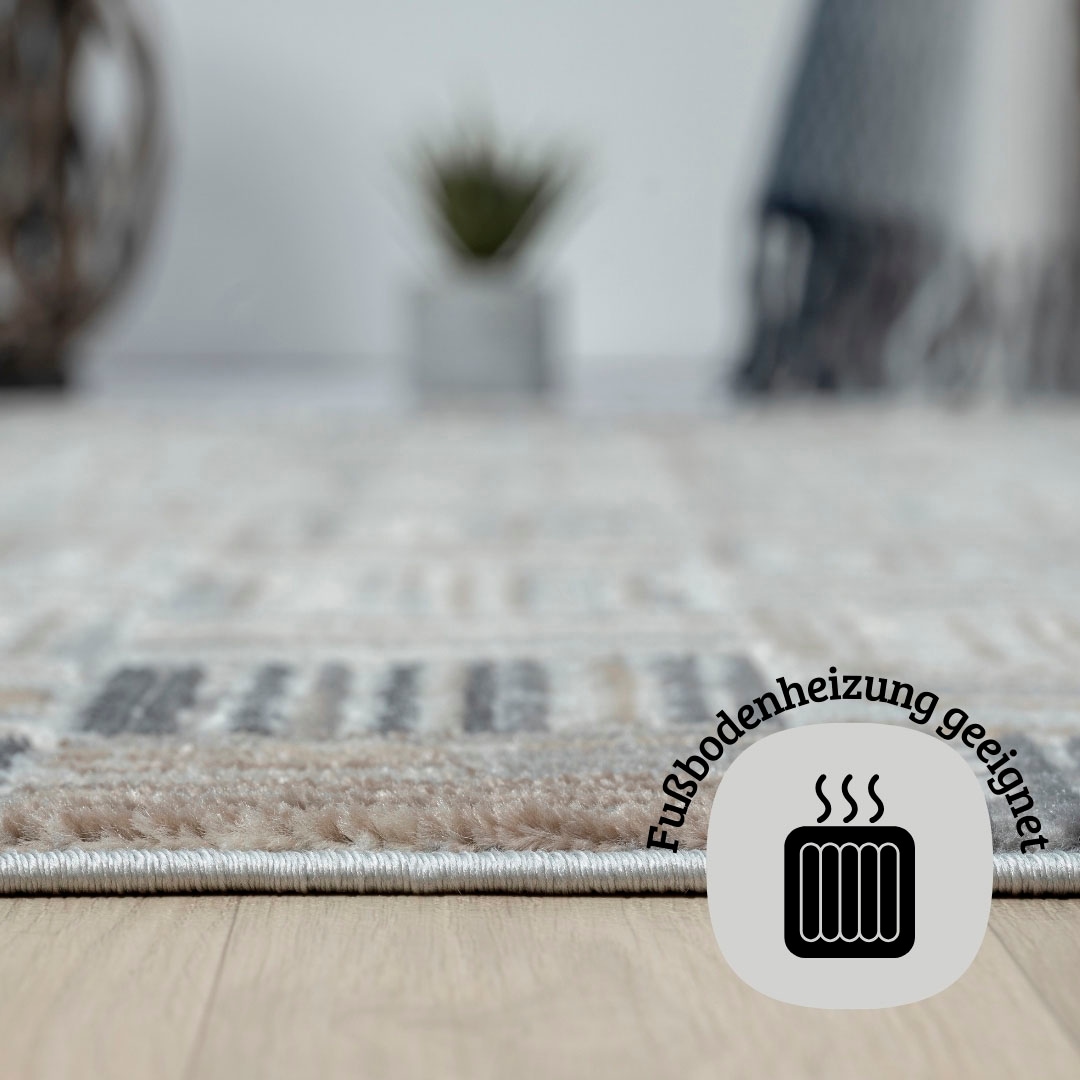 GOODproduct Teppich »Yasmin« rund 8 mm Höhe Kurzflor, modernes Design, mit Bordüre, pflegeleicht, Wohnzimmer