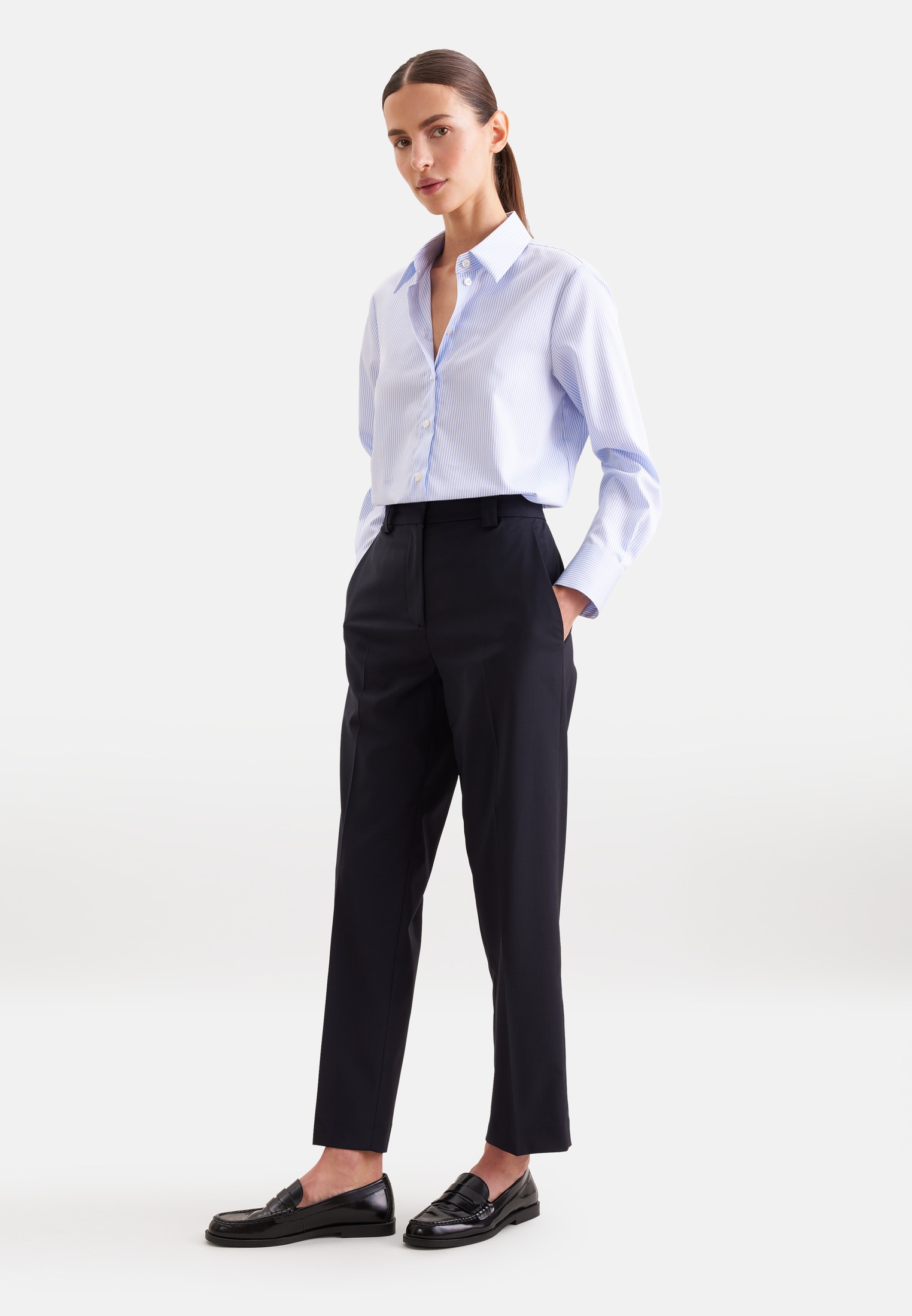 seidensticker Blouse chemise col 1/1 rayé