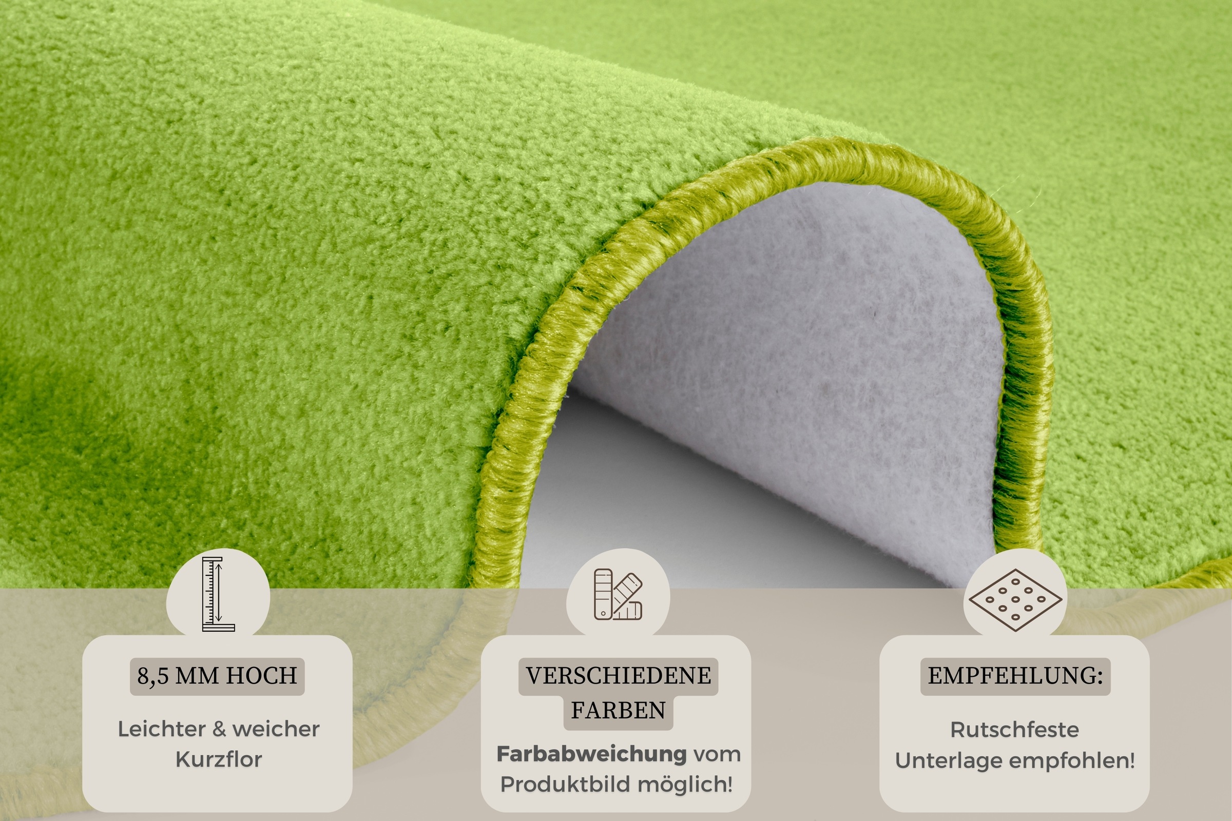 HANSE Home Teppich »Shashi« rund 8,5 mm Höhe Kurzflor, Unifarben, Teppich, Weich, Esszimmer, Kinderzimmer, Flur