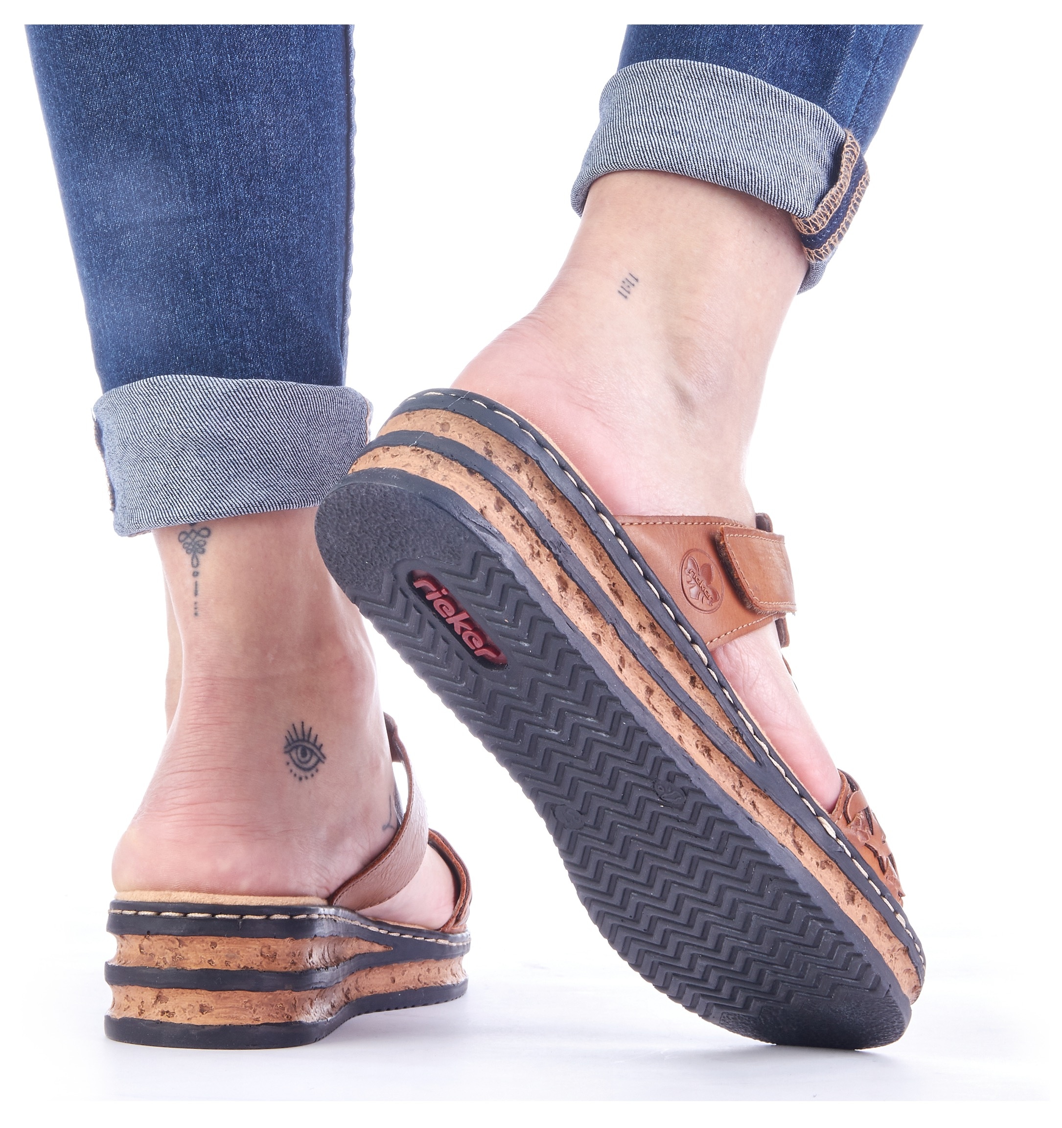 Rieker 1100000002199  Keilabsatz, Sommerschuh, Schlappen mit Riemchen in Flechtoptik