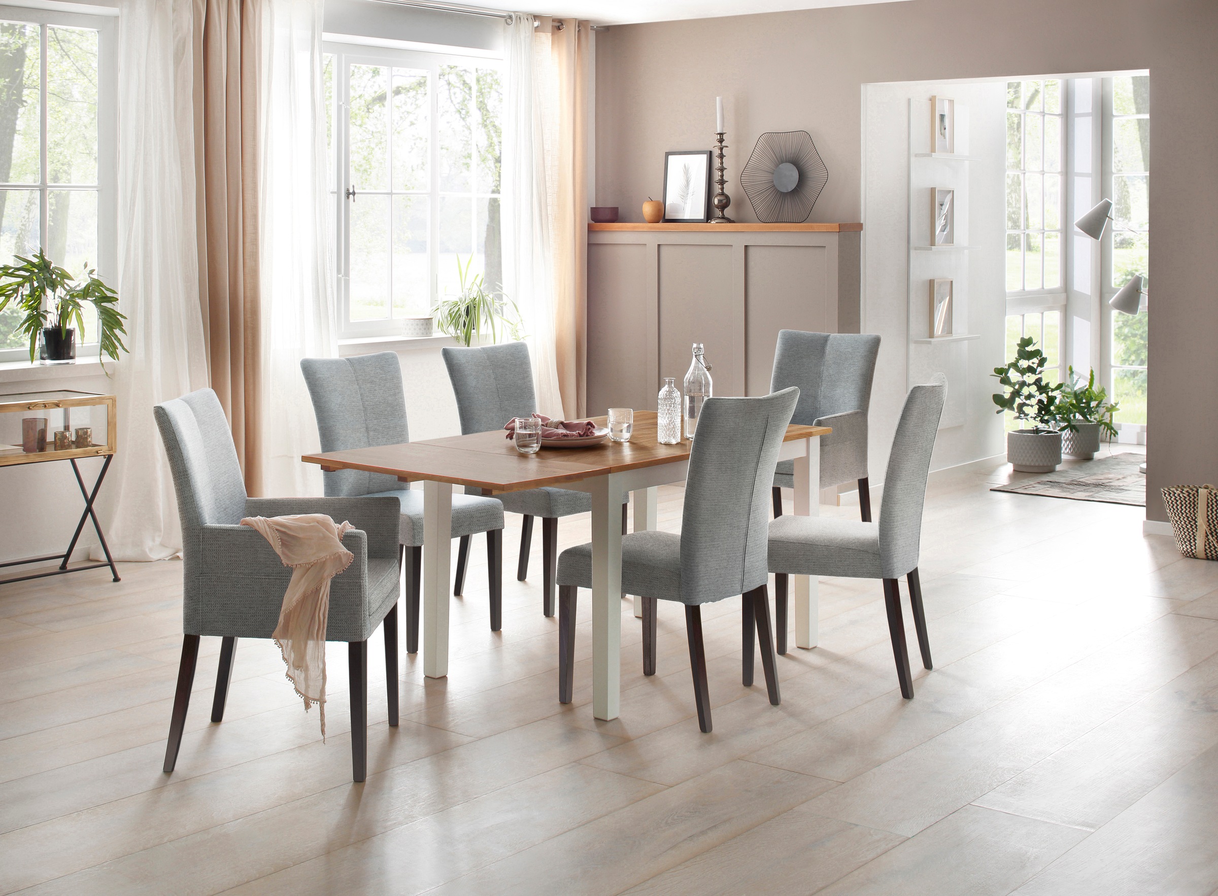 Home affaire Chaise à 4 pieds »Aspen« (Set) 2 cuisBeine aus massiver Buche, wengefarben lackiert