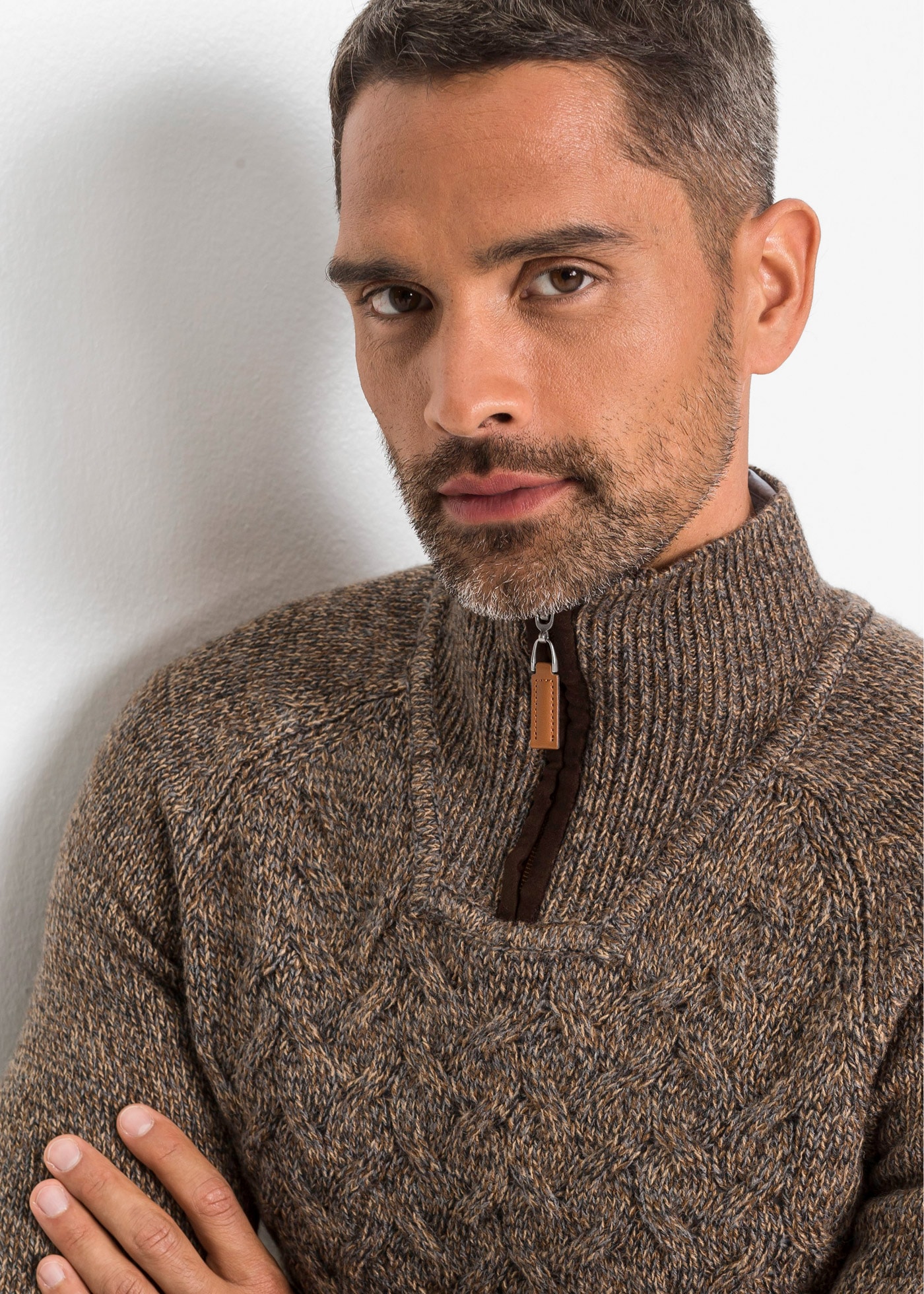 bonprix Pull en tricot »Troyer-Pullover mit Wolle«, Troyer-Pullover mit Wolle

