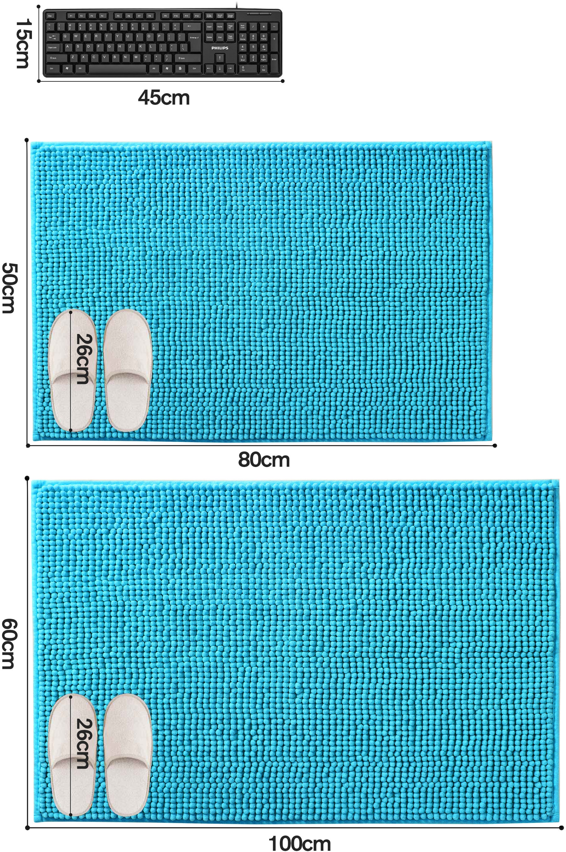 my home Badematte »Vanessa Chenille, Badvorleger, Badezimmer Teppich, Duschvorleger« Höhe 15 mm fussbodenheizungsgeeignet | schnell trocknend | strapazierfähig Uni Farben, besonders weich