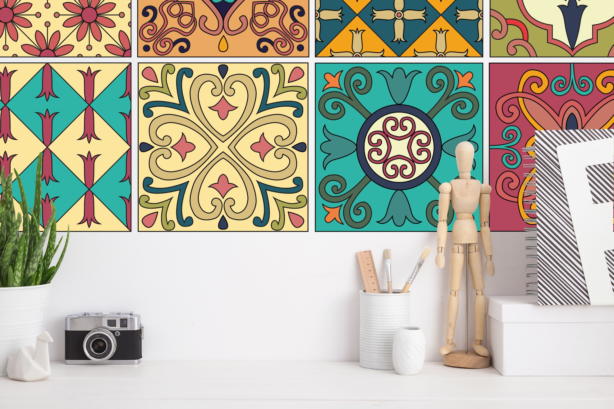 queence Autocollants muraux »Frida« Sticker, Fliesensticker, Ornamente