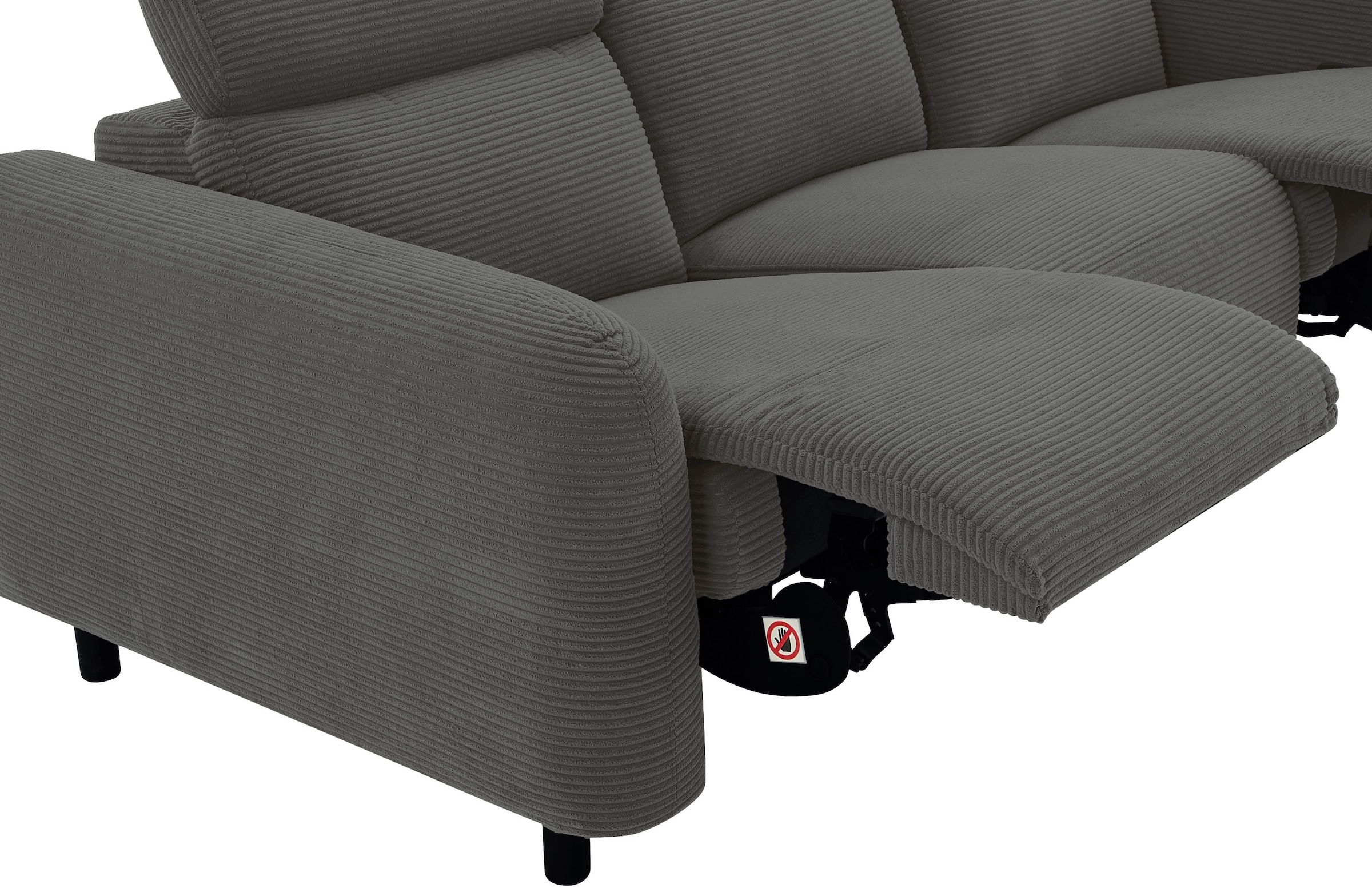 GOODproduct 3-places »SKAANE Cord-Sofa, 229 cm, manuelle u. elektrische Relaxfunktion« fonction relax sur 2 sièges, réglage de l’appuie-tête, rembourrage à ressorts