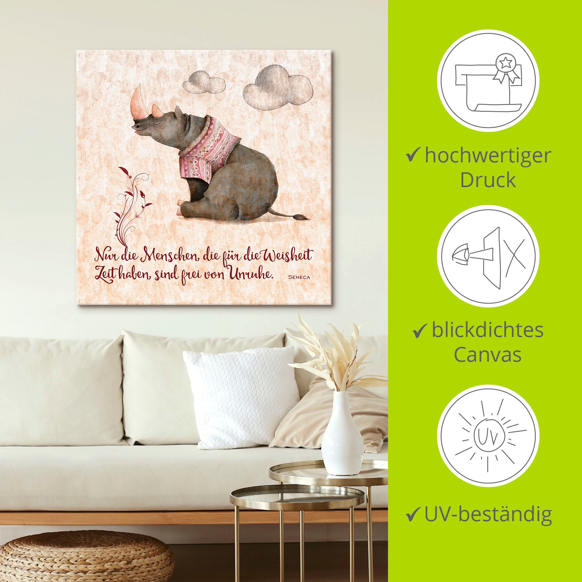 Artland »Lebensweisheit Zeit« Tiere 1 Stk. tlg. auf Holzrahmen gespannt
