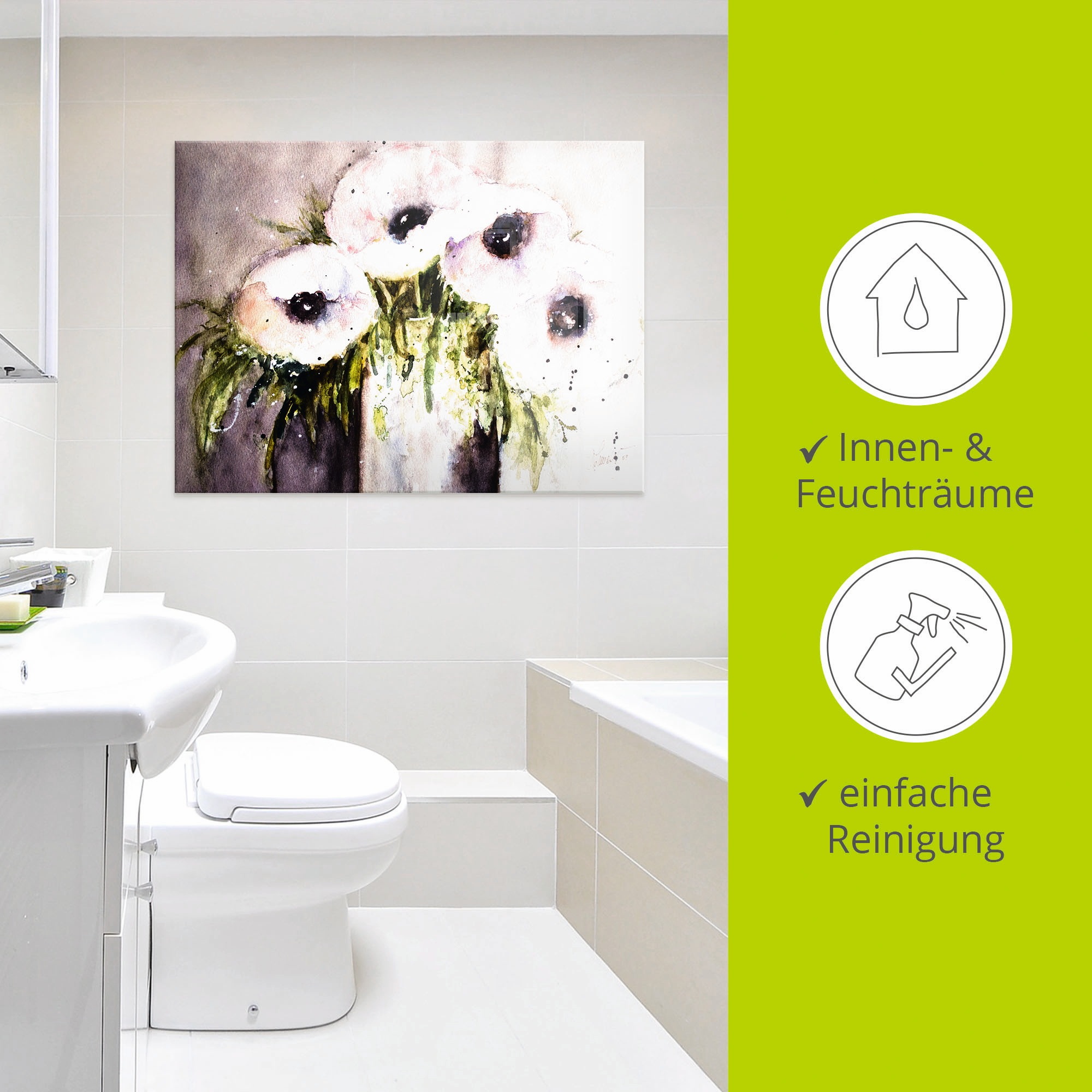 Artland Tableau en verre »Lila Mohn in Vase« 1 cuis tlg. in verschiedenen Grössen