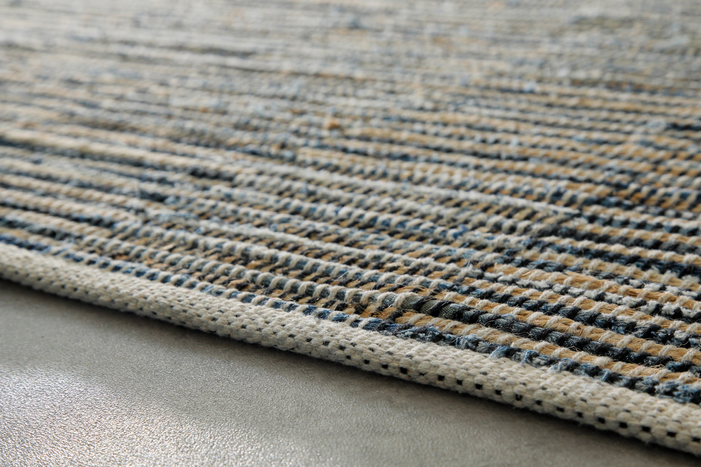 Wecon home Teppich »Denim Blues« rechteckig 6 mm Höhe handgewebt, robust, pflegeleicht, skandi, Natur, Jute, Wohnzimmer