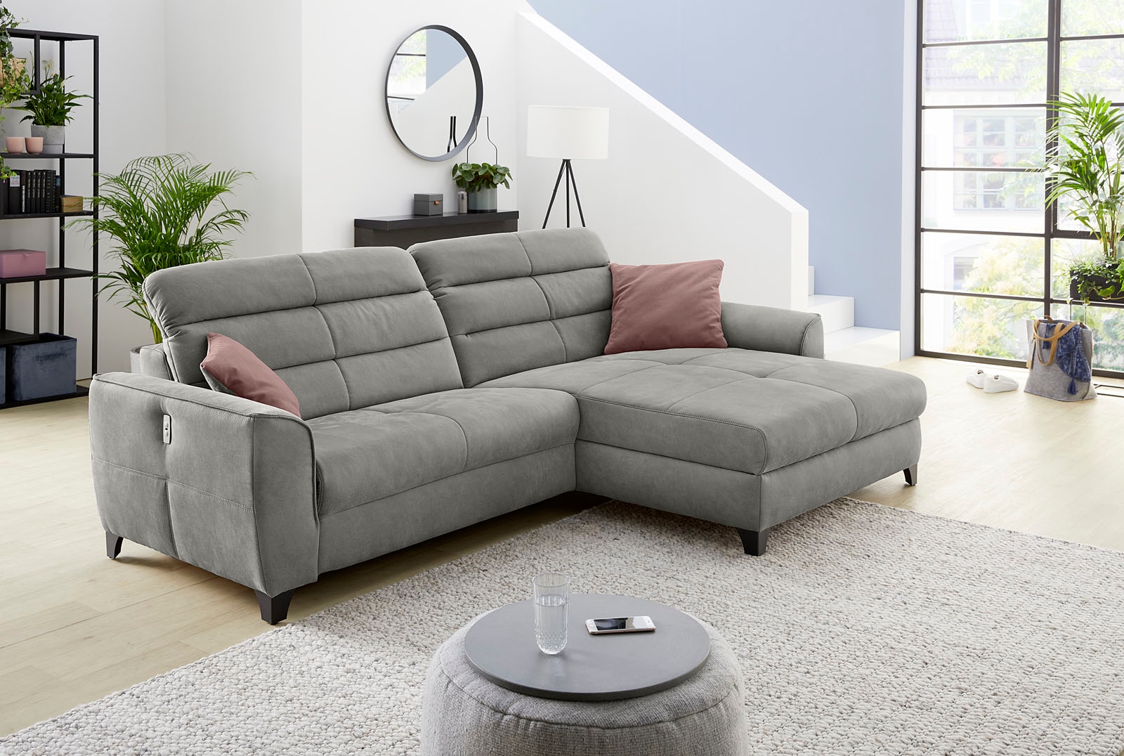 Jockenhöfer Gruppe Ecksofa »Double One L-Form, B: 288 cm, 2x120 cm breite, elektr. Relaxfunktionen« mit 2x 120cm breiten, elektromotorischen Relaxfunktionen