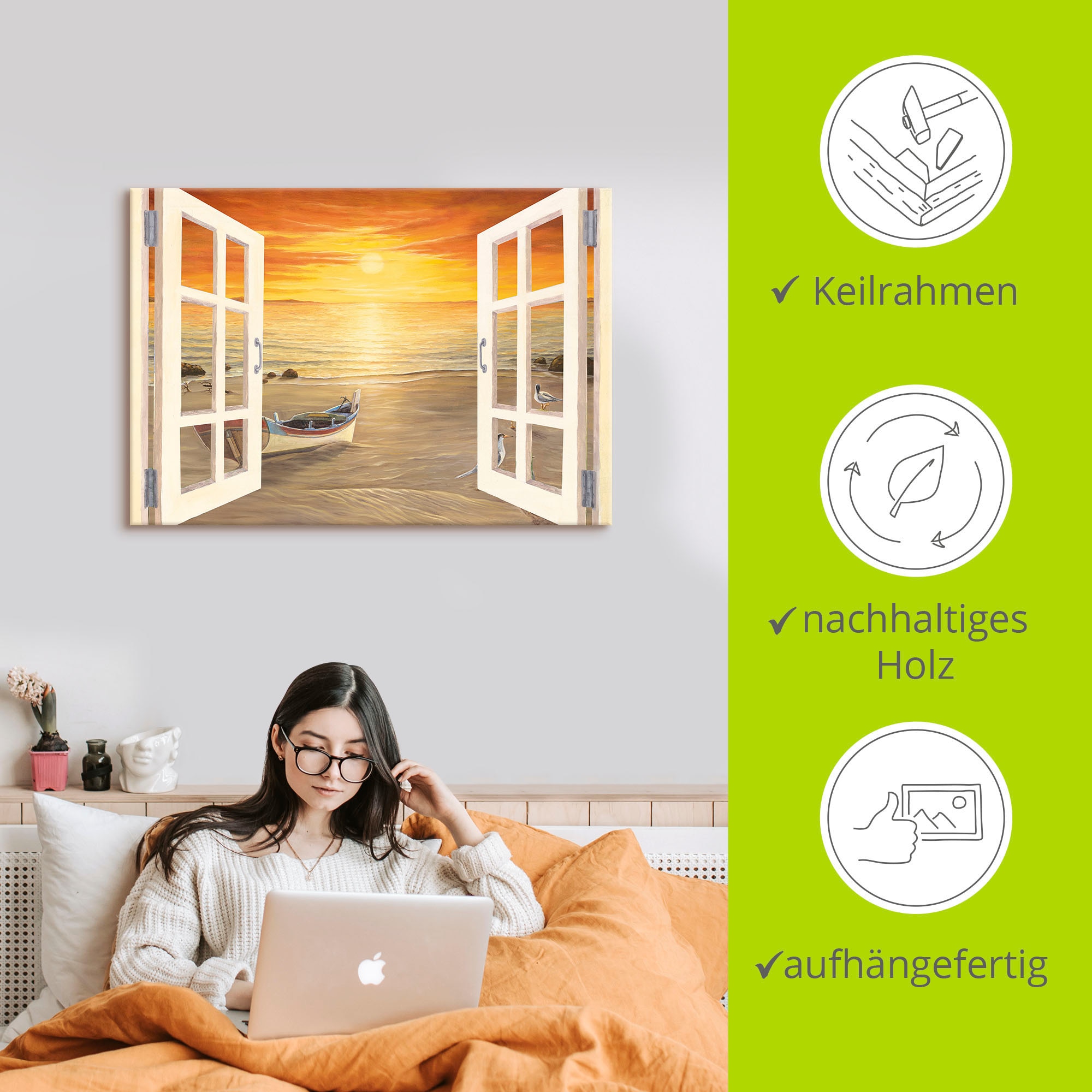 Artland Leinwandbild »Möwen« Meer Bilder 1 Stk. tlg. auf Holzrahmen gespannt