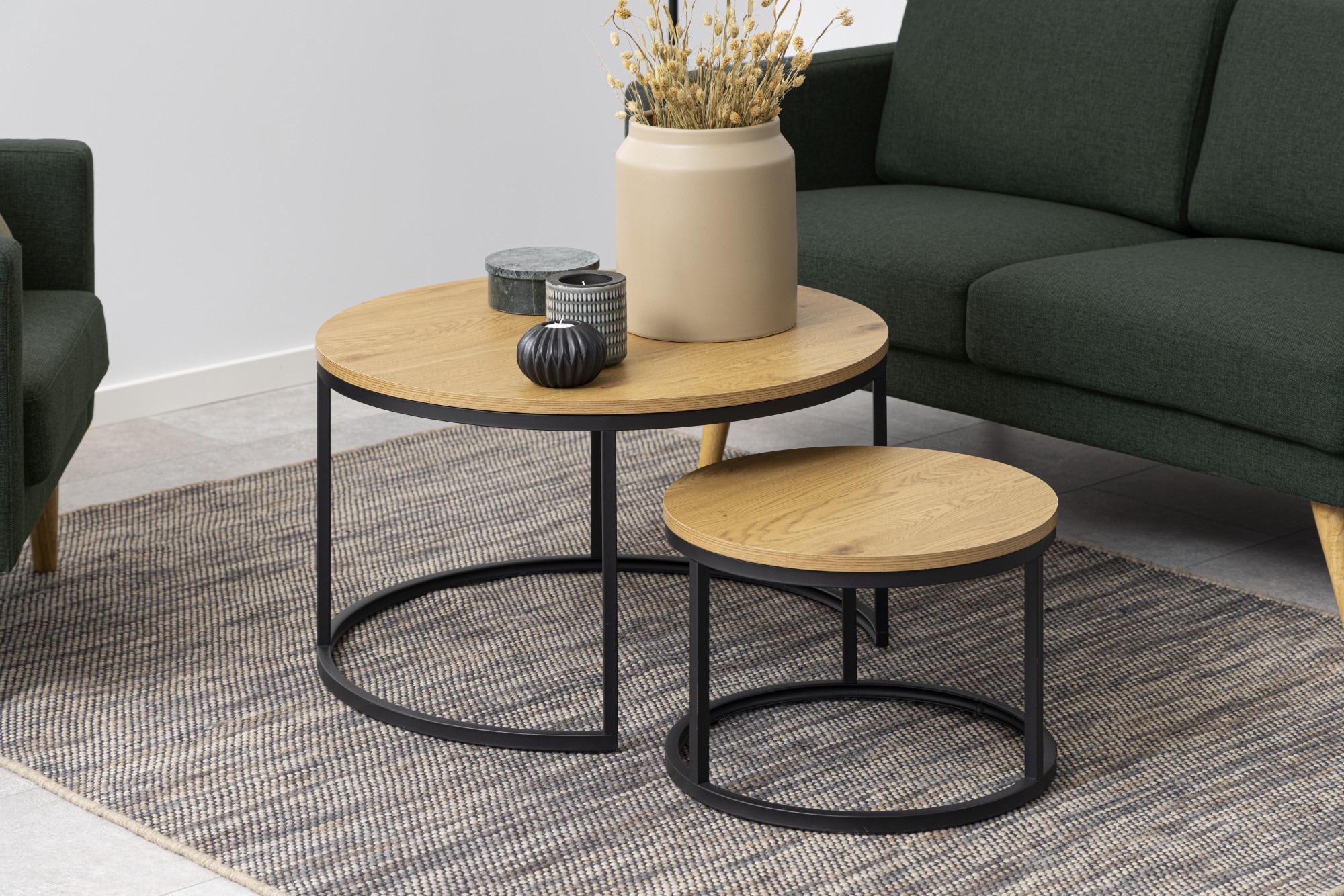 ACTONA GROUP Table basse »Spiro 2er Set, rund – modern & stilvoll kombinieren, zeitloses Design« Table basse, table d’appoint, 2 cuis tlg. OTTOs Choice aspect bois, facile d'entretien & structure métallique robuste