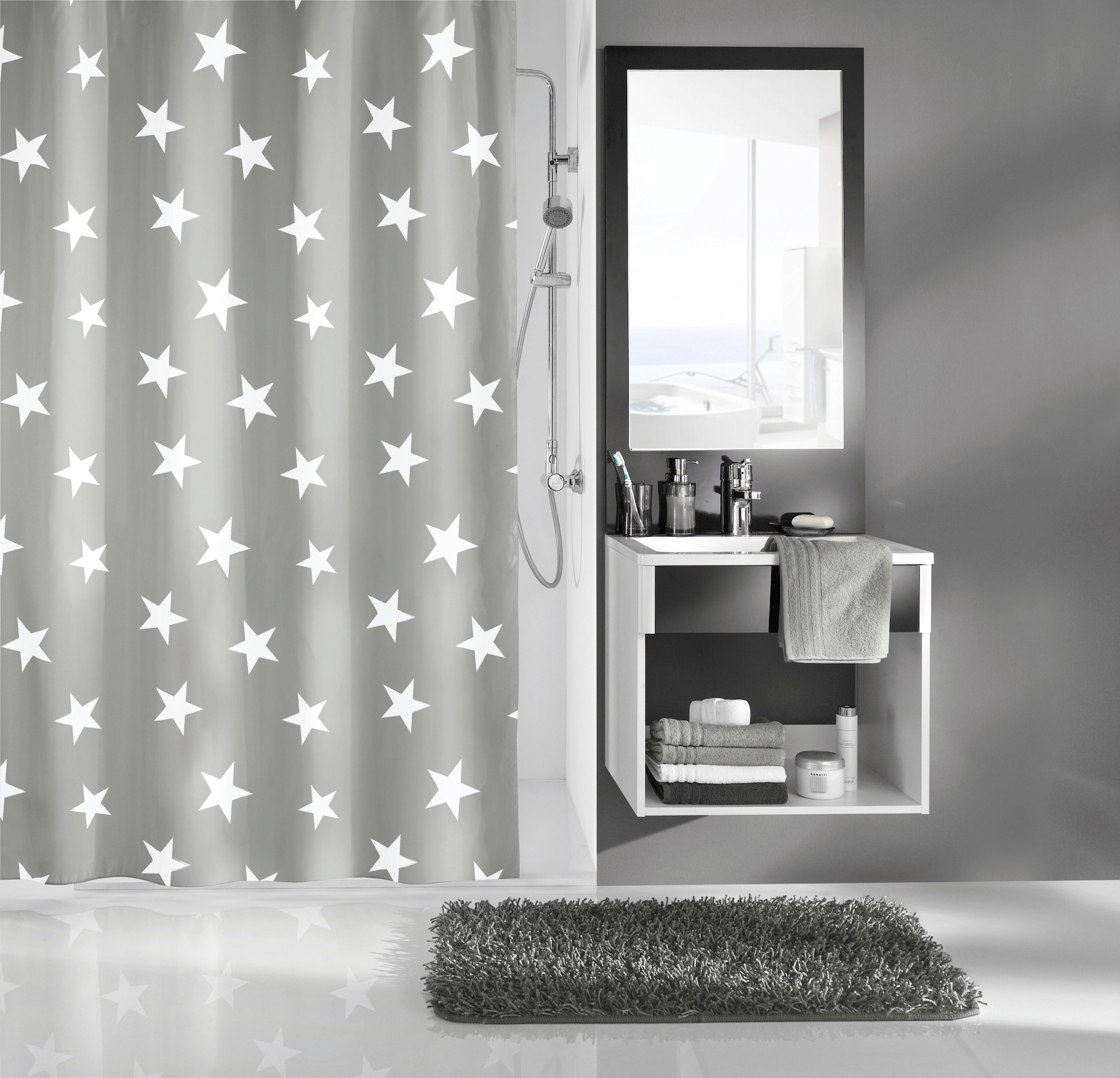 Kleine Wolke Duschvorhang »Nova« Breite 240 cm 1 Stk. tlg. platin