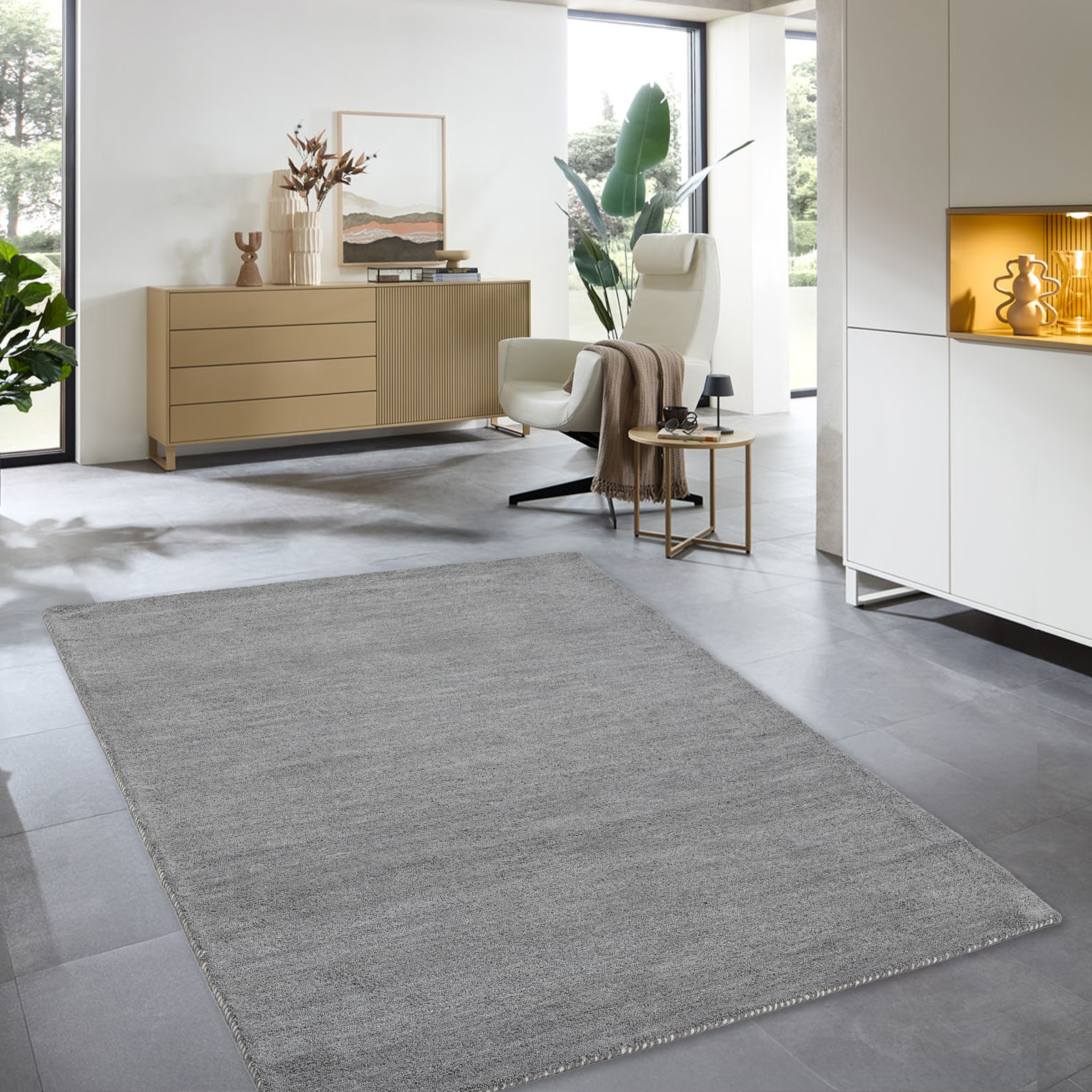 THEKO Tapis en laine »Gabbeh Uni, Handgefertigt, meliert, auch als Läufer erhältlich, Wolle« Rectangulaire 14 mm Höhe Schlafzimmer, Wohnzimmer, Esszimmer, auch als Läufer oder rund