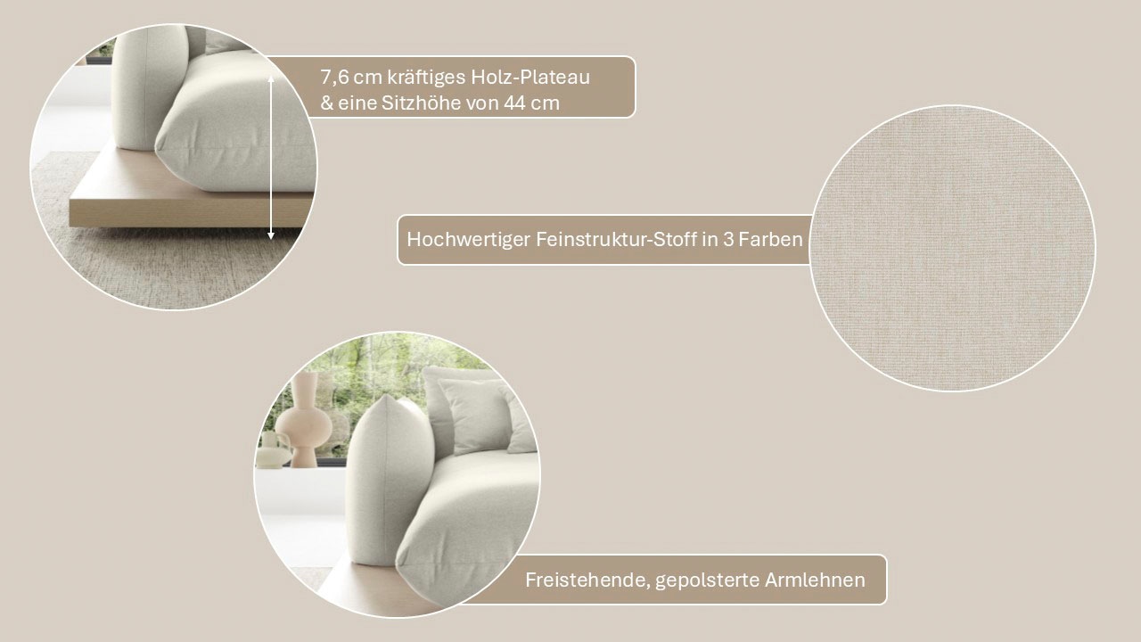 GOODproduct Canapé d'angle »Kalix L-Form, 323 cm - OTTO. Verlässliche Qualität.« wahlweise Recamiere links o. rechts, Strukturstoff, hoher Sitzkomfort