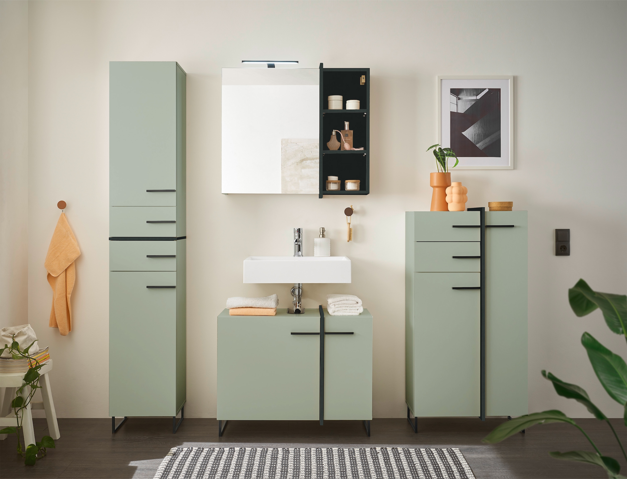 BASIC by Balculina Midischrank »Palermo, BxHxT 60x119x35 cm« 1 Stk. tlg. Breite 60cm, Softclose, Metallfüsse