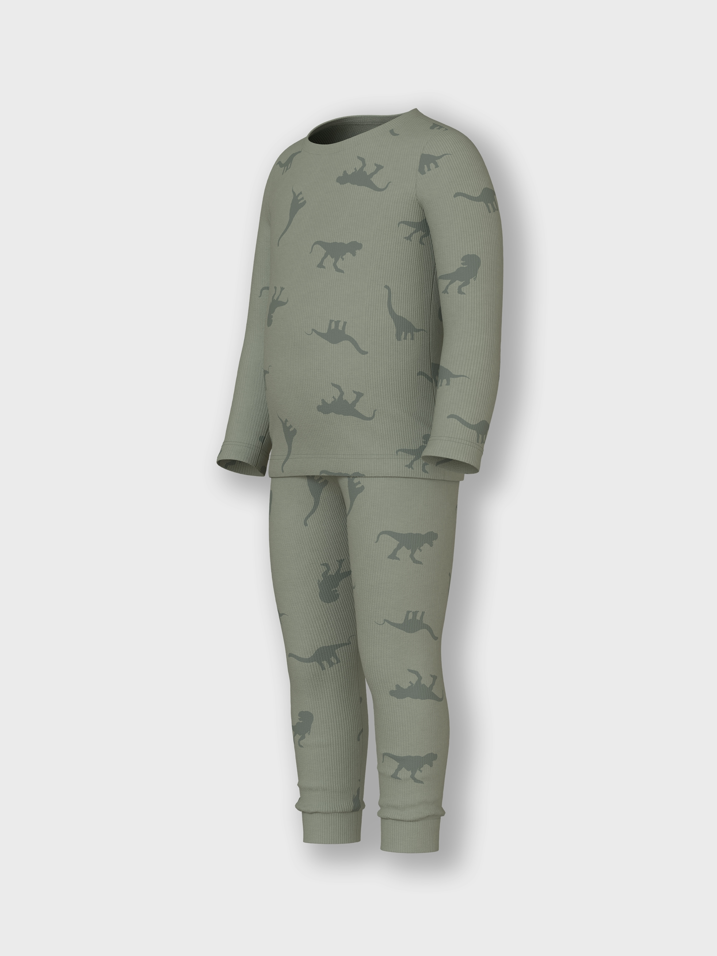 Name It Schlafanzug »NMMNIGHTSET AGAVE GREEN DINO RIB NOOS« Set, 2 tlg. im tollen Dino-Alloverprint